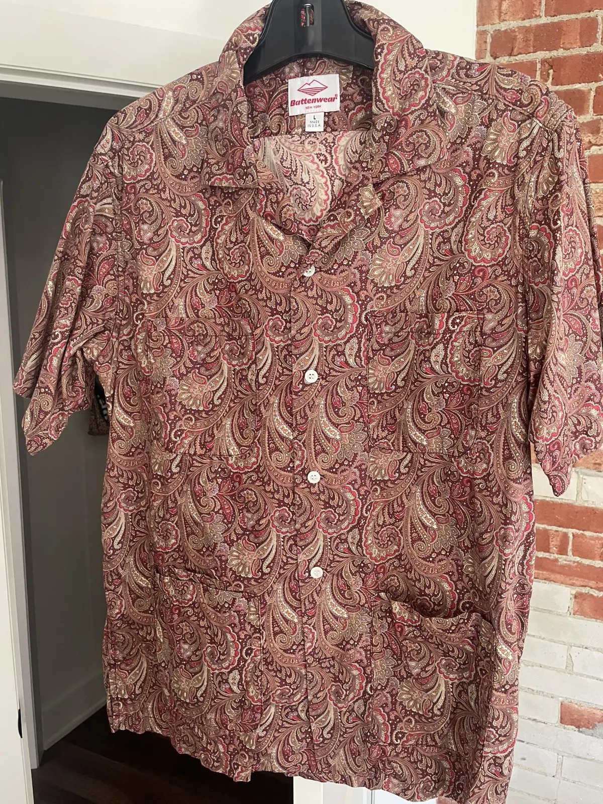 Paisley Camp Collar in Red, Men's