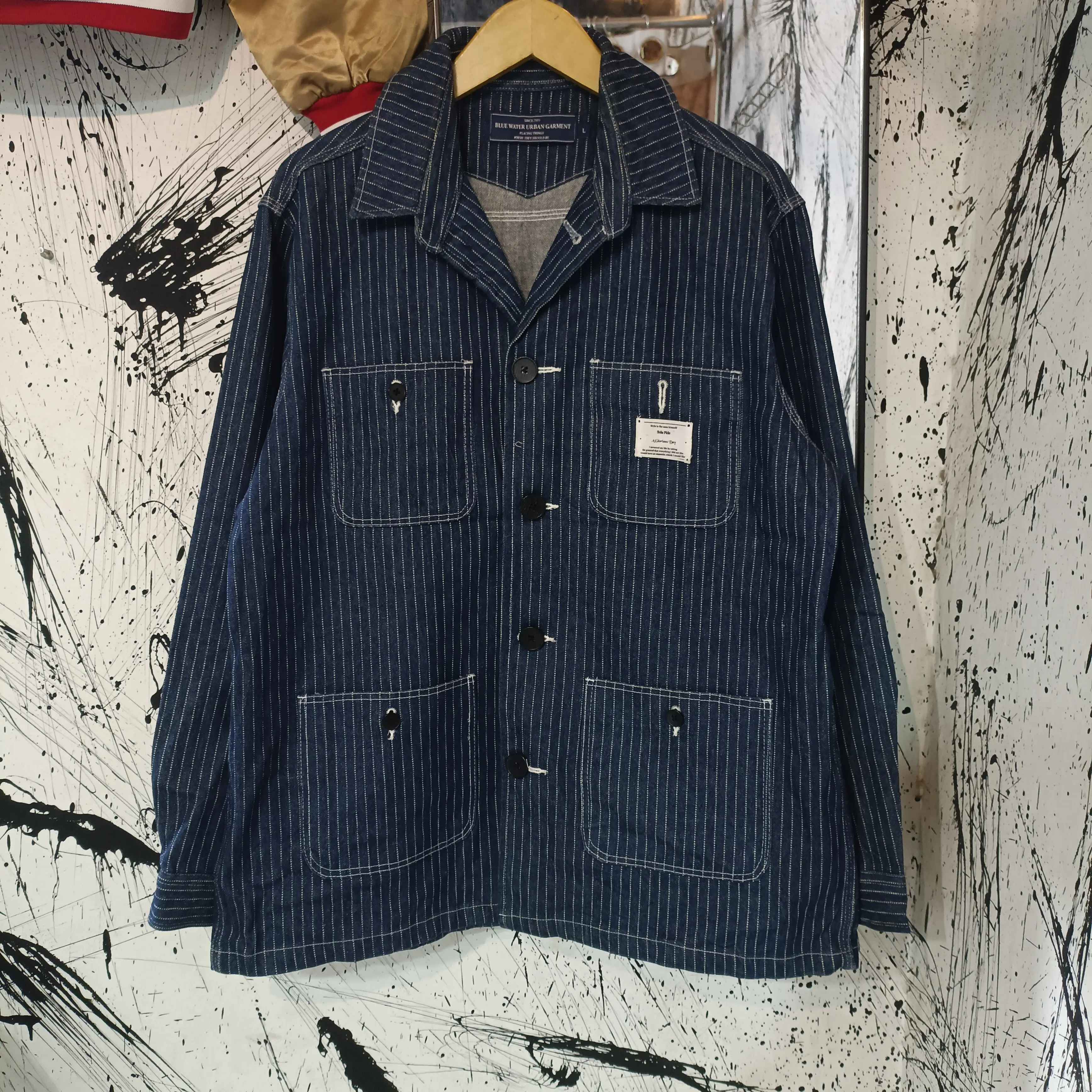 Blue Water Urban Garment - Wabash Chore Denim Jacket, Men's (Size Large)