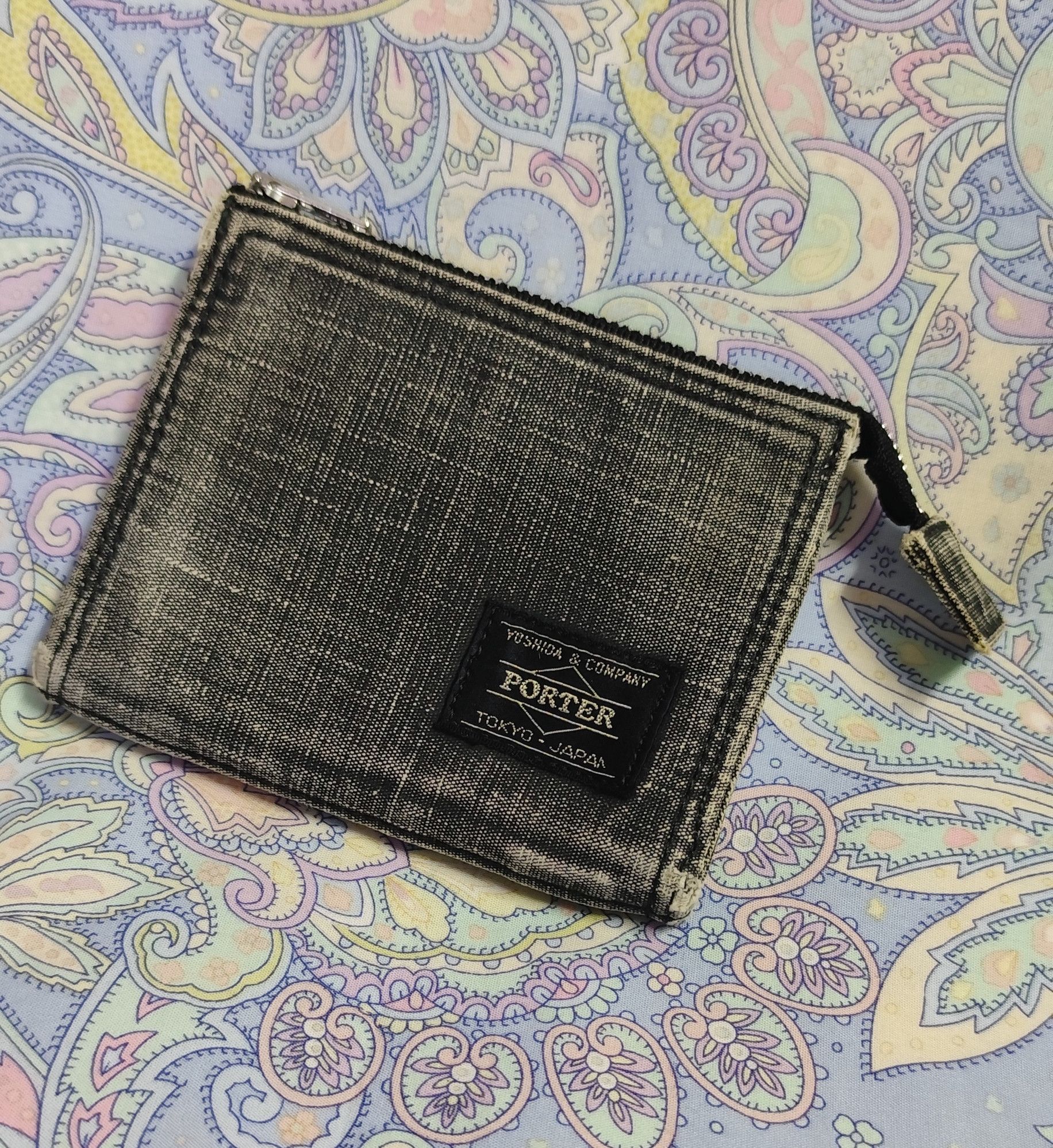 Porter Tokyo Wallet / Coin Pouch – Distressed Canvas in Black, Men's