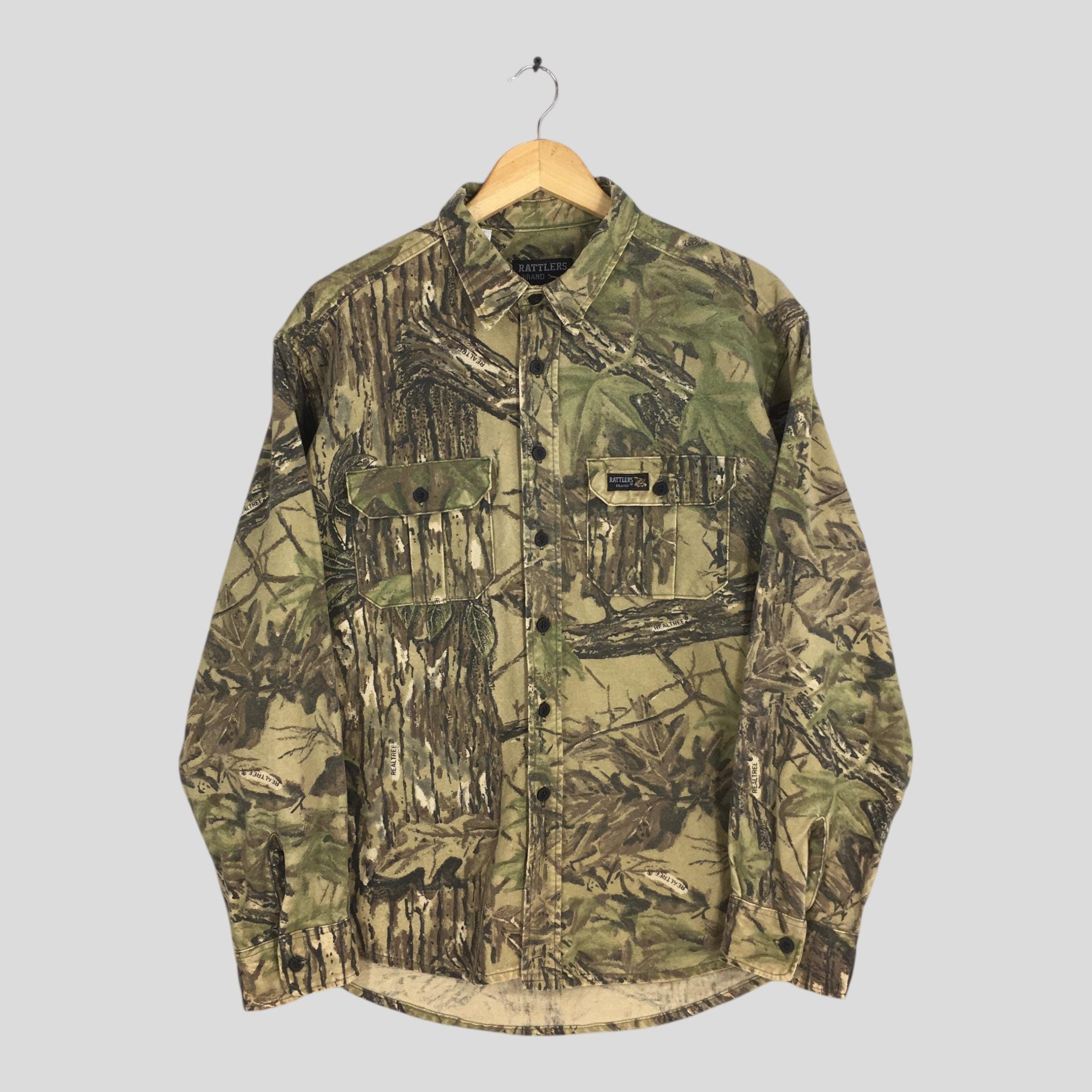 Realtree Vintage Rattlers Brand Mossy Oak Camo Work Shirt Large in Green, Men's