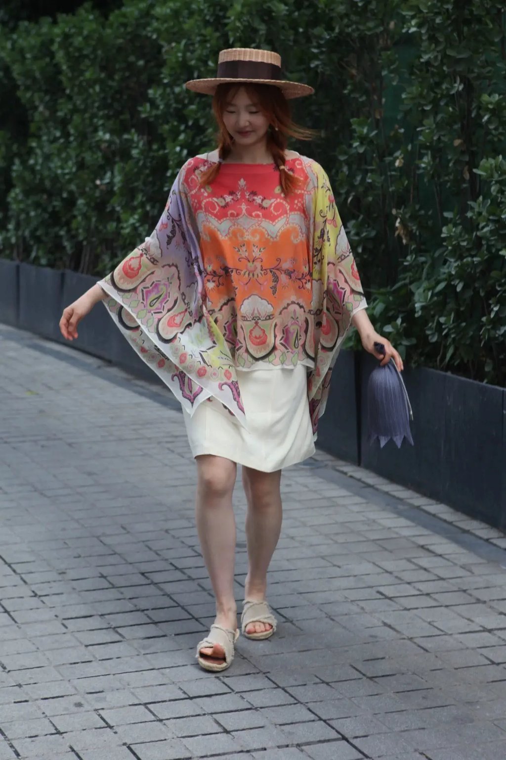 Etro Paisley Print Silk Butterfly Sleeves Top, Women's