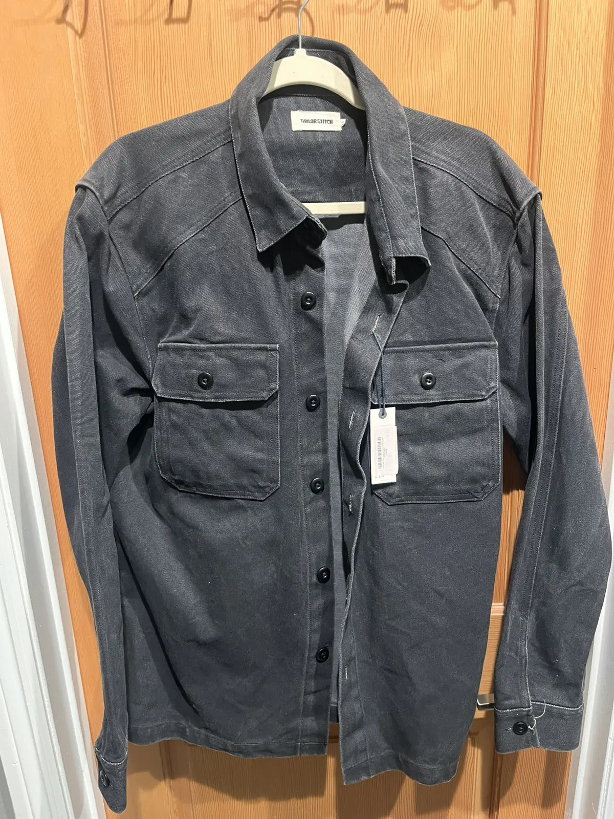 Taylor Stitch The Shop Shirt In Coal Chipper Canvas in Black, Men's (Size XL)