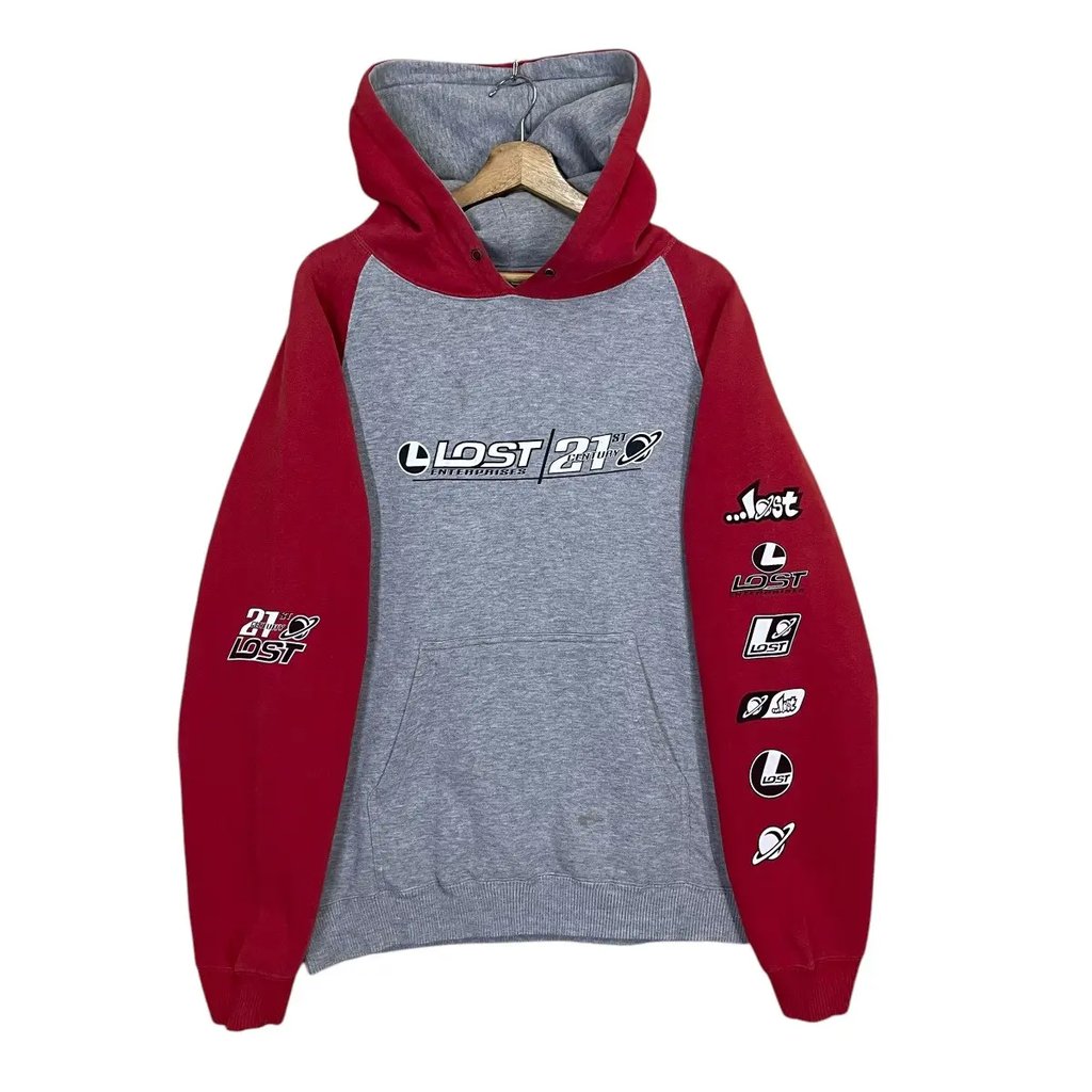 Vintage 90s Lost Skaterboards Pullover Hoodie in Red, Men's (Size M)