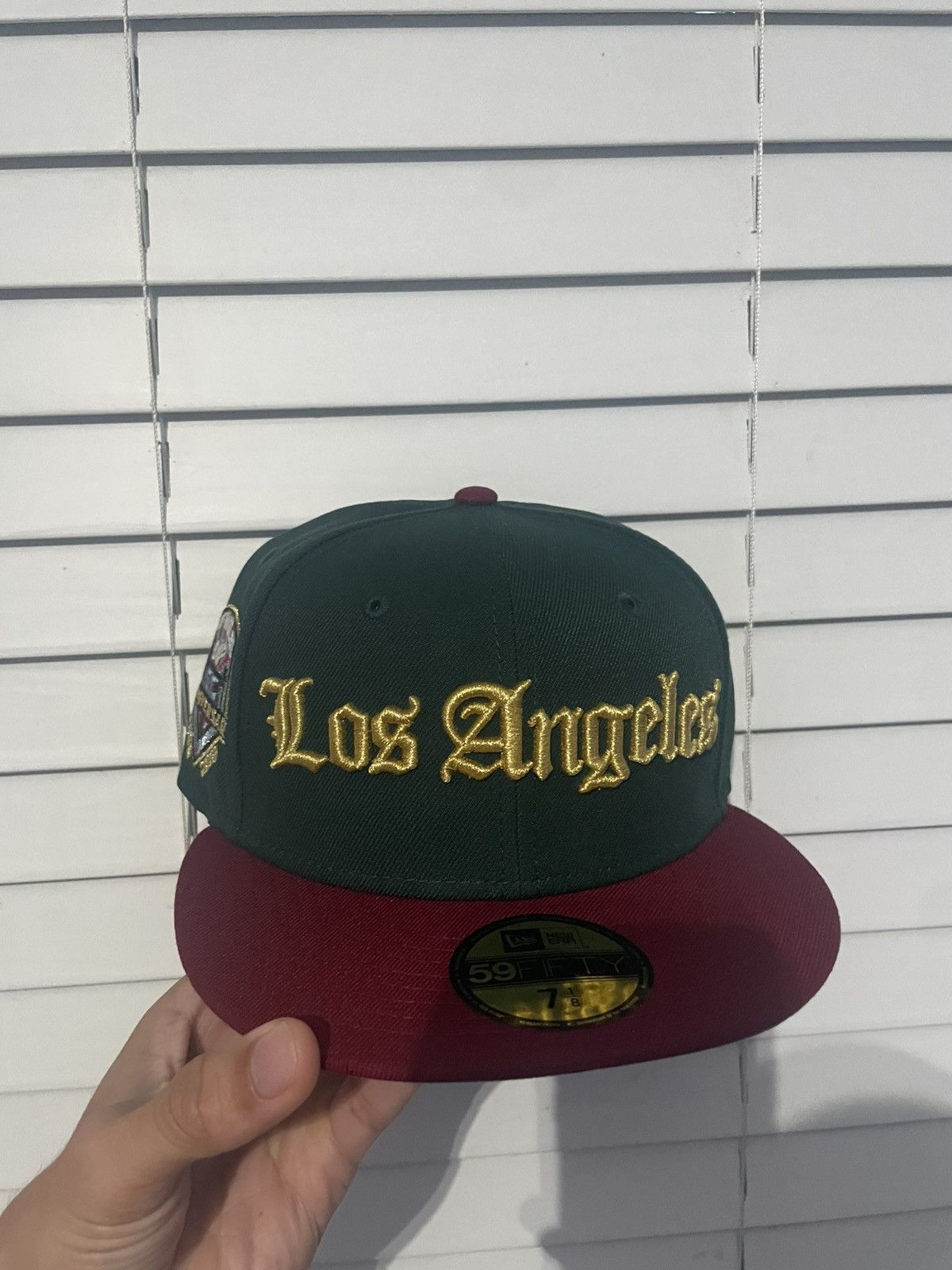 Hat Club 7 1/8 Los Angeles Dodgers 59Fifty Fitted 50Th Side Patch in White, Men's