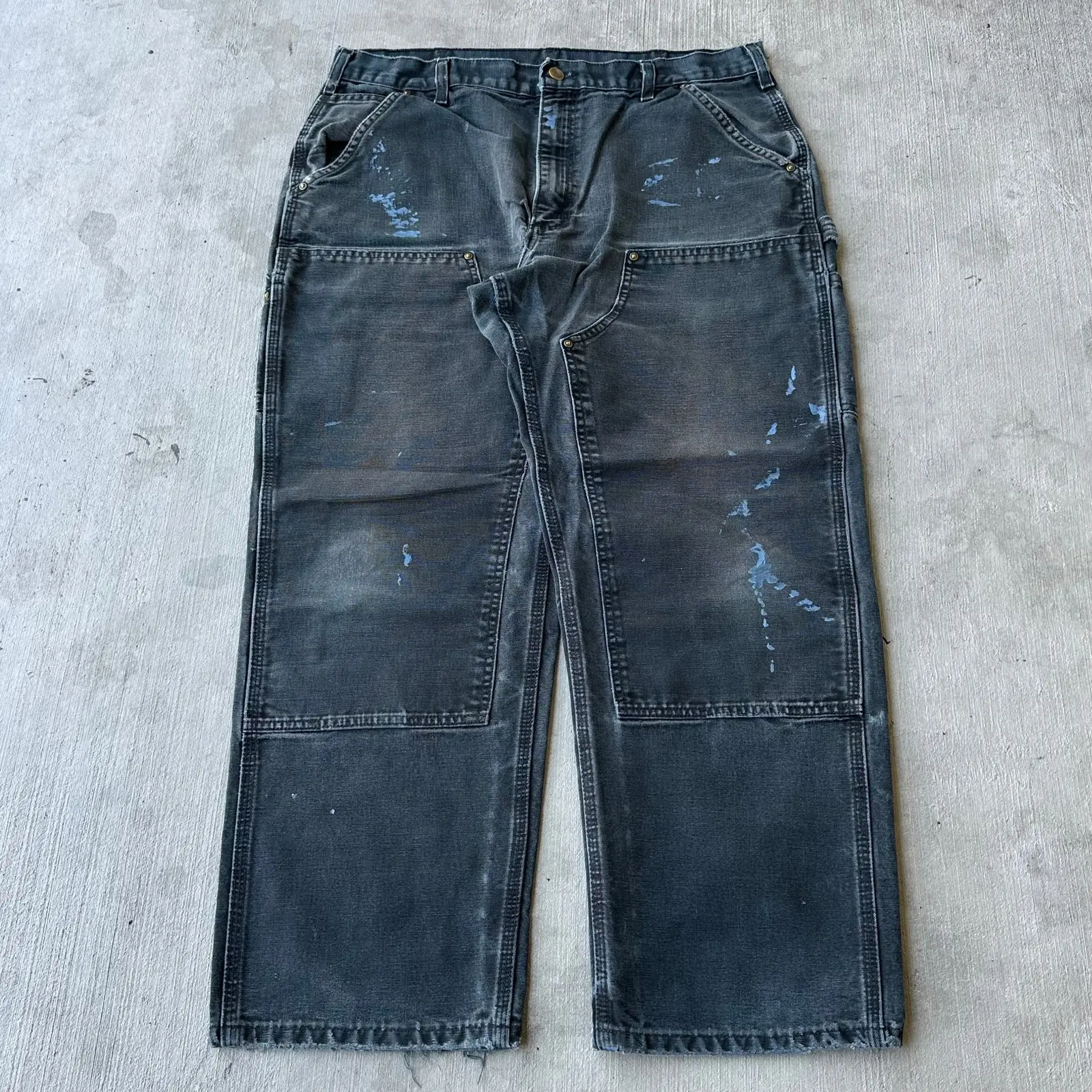 Y2K Carhartt Black Double Knee Work Carpenter Pants, Men's (Size 35)