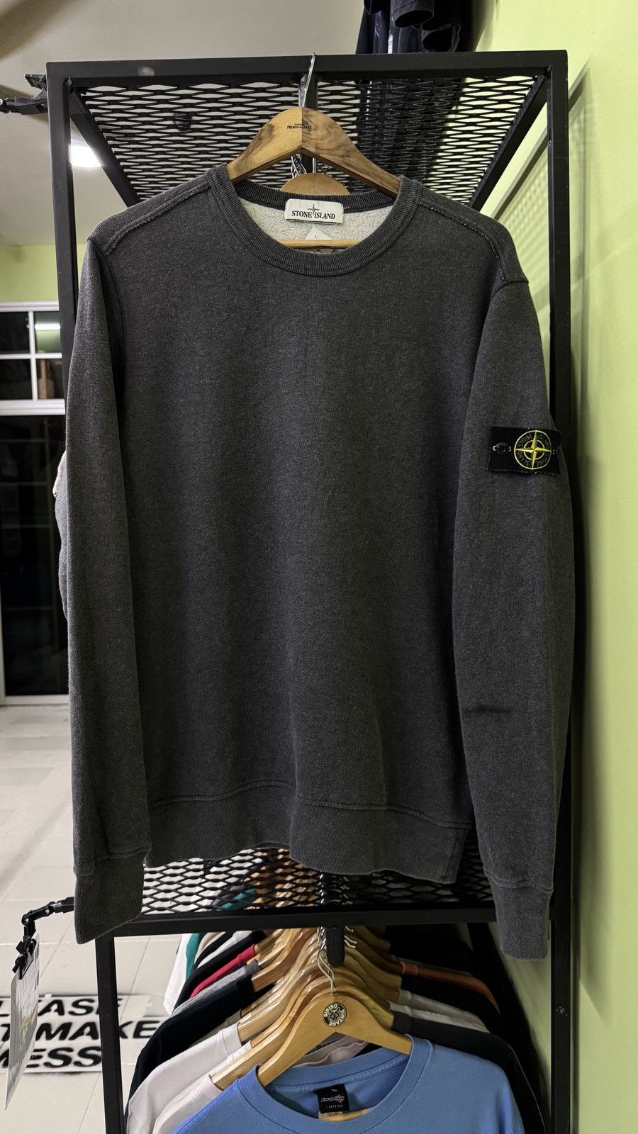 Stone Island Sweatshirt in Grey, Men's (Size Large)
