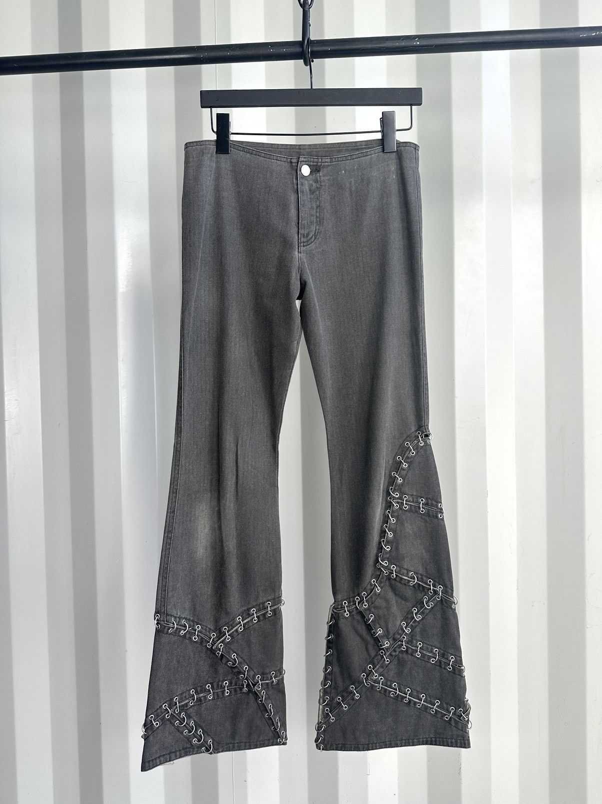 Jean Paul Gaultier Pierced Patchwork Flare Denim Erd Grunge in Grey, Men's (Size 30)