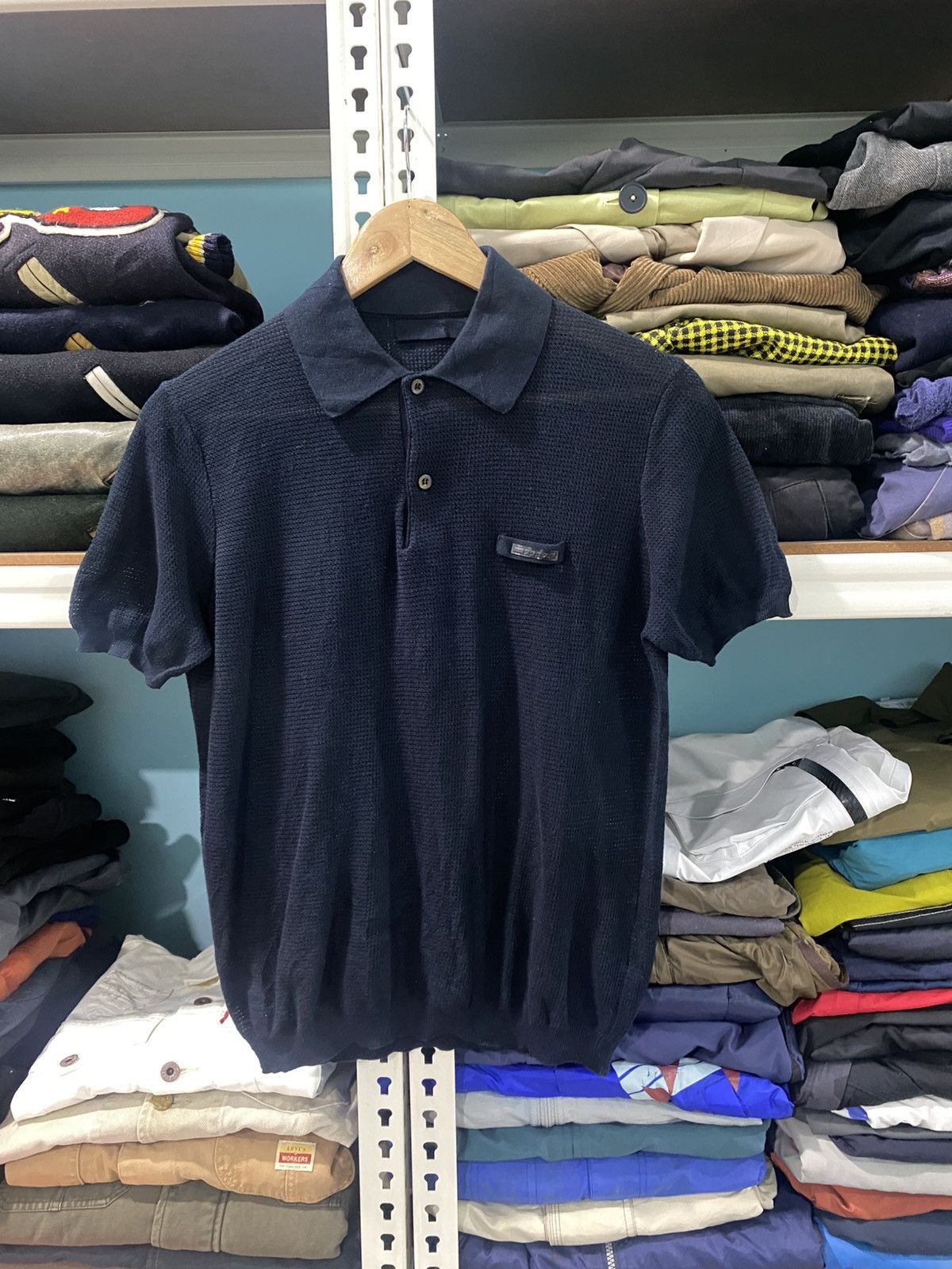 Prada Polo T-Shirt Made Italy in Black, Men's (Size Small)