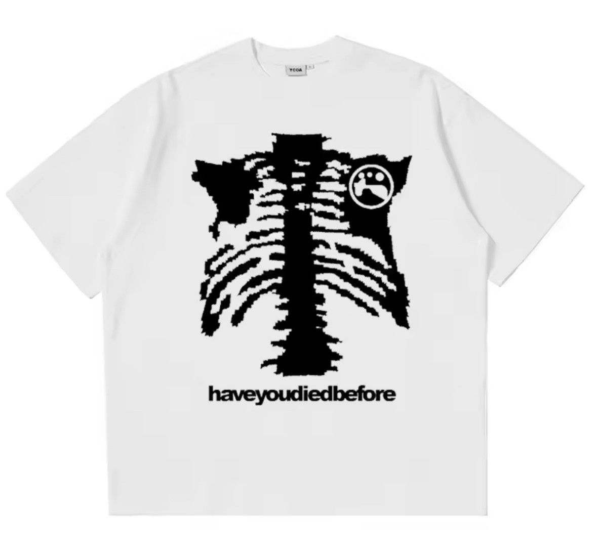 Gothic 90's Streetwear Skulls T-Shirt Punk Graphic Tees in White, Men's (Size Medium)
