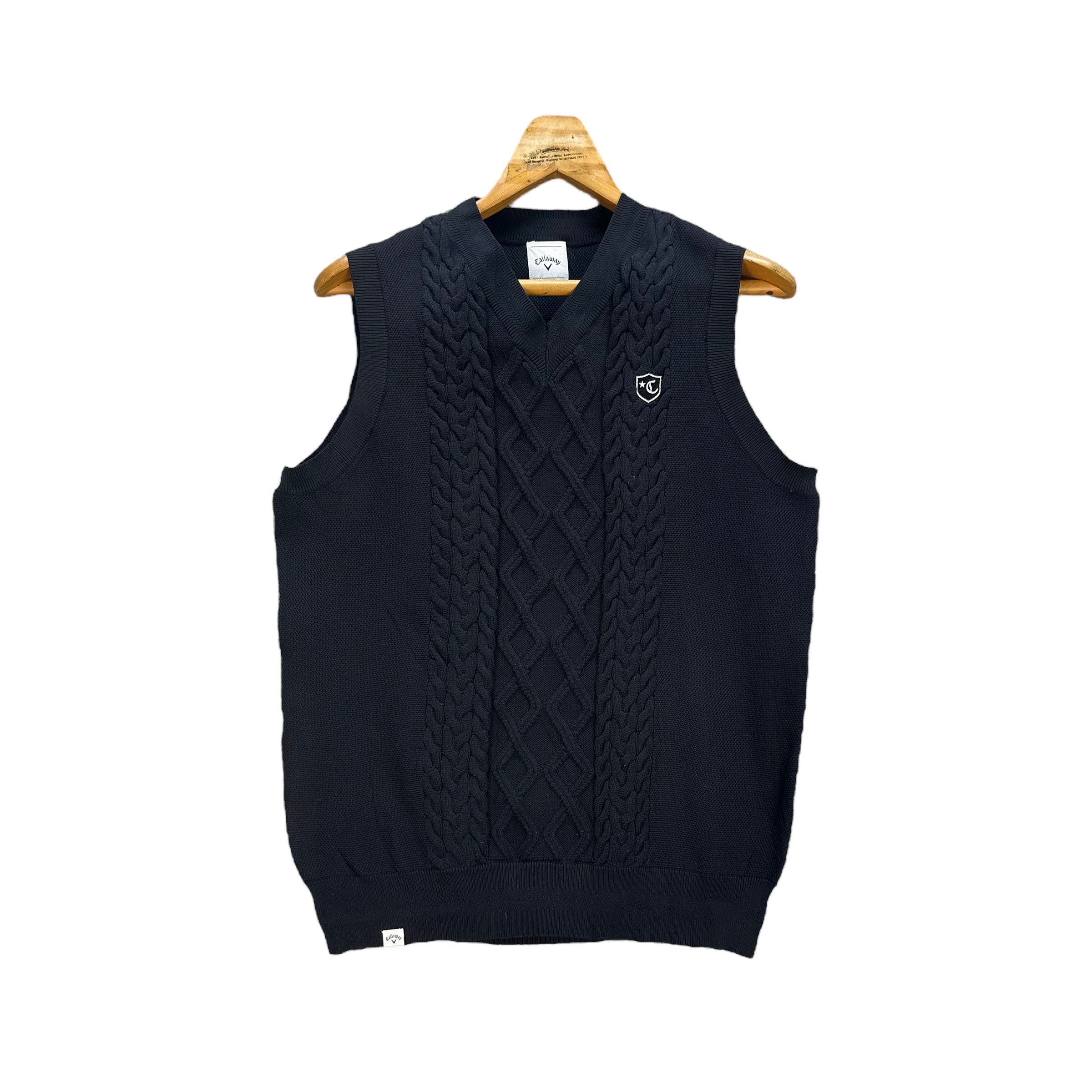 Callaway Abstract Design Sleeveless Sweater 8430-008 in Black, Men's (Size Large)