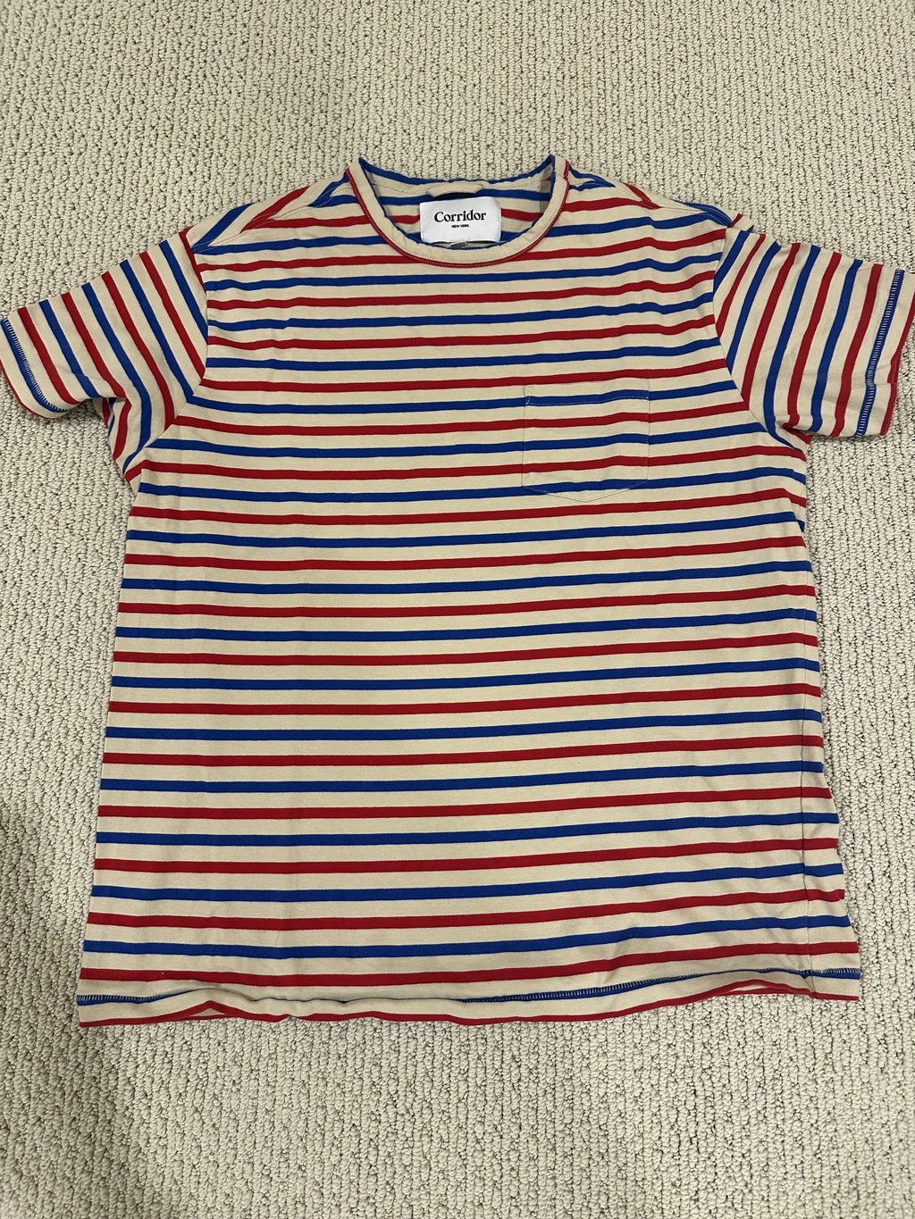 Striped Pocket T in Beige, Men's (Size L)