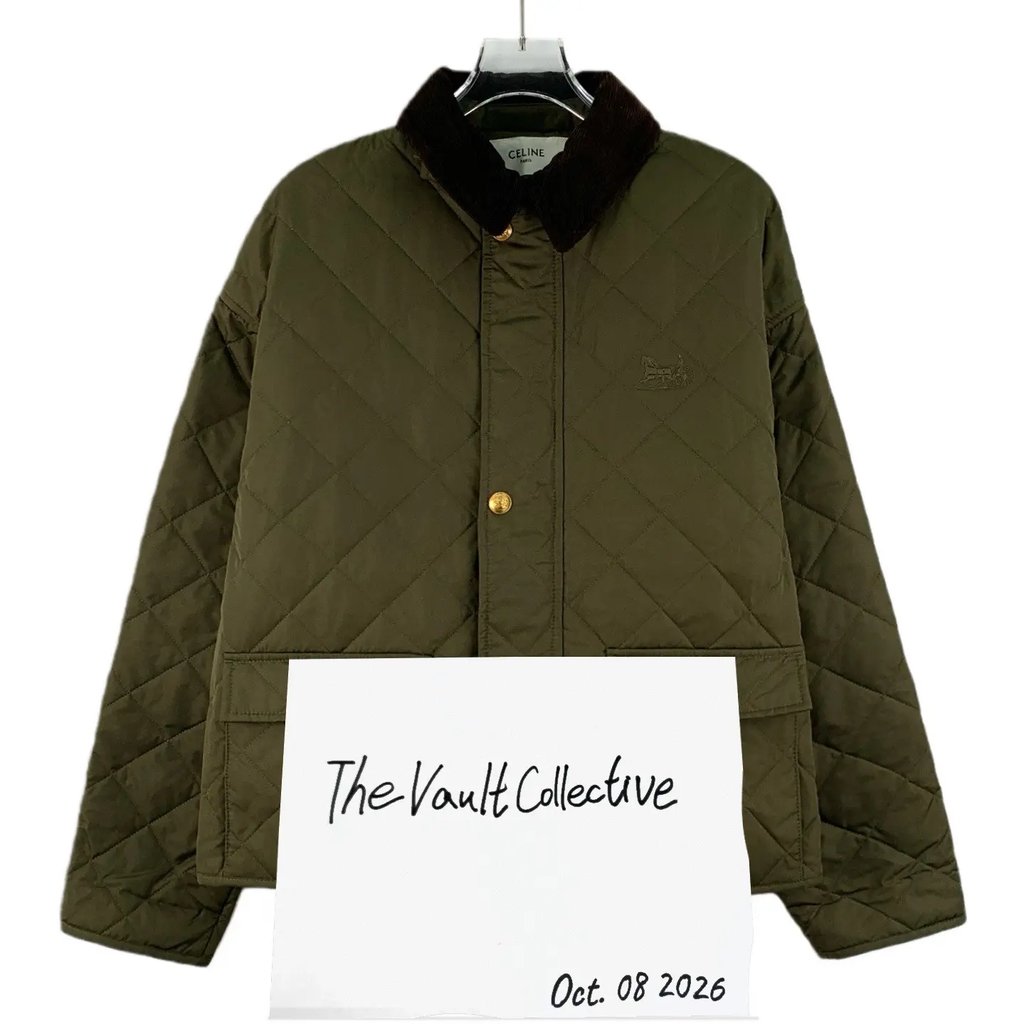 Celine Xs Size Olive Green Polyester Women's Padded Coat Down Jackets, Women's