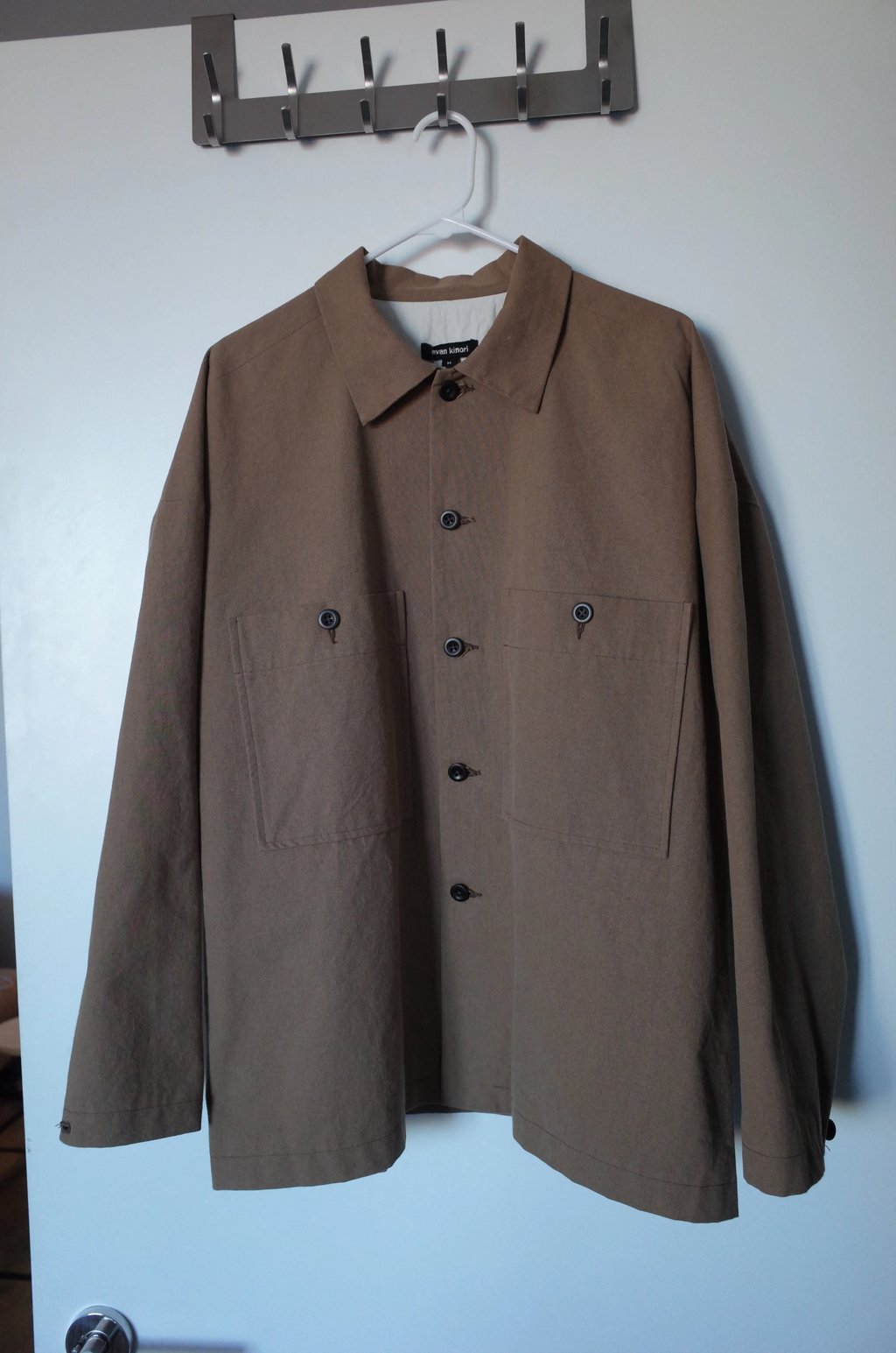 Ss25 Evan Kinori Field Shirt Two Undyed Organic Cotton in Beige, Men's (Size M)