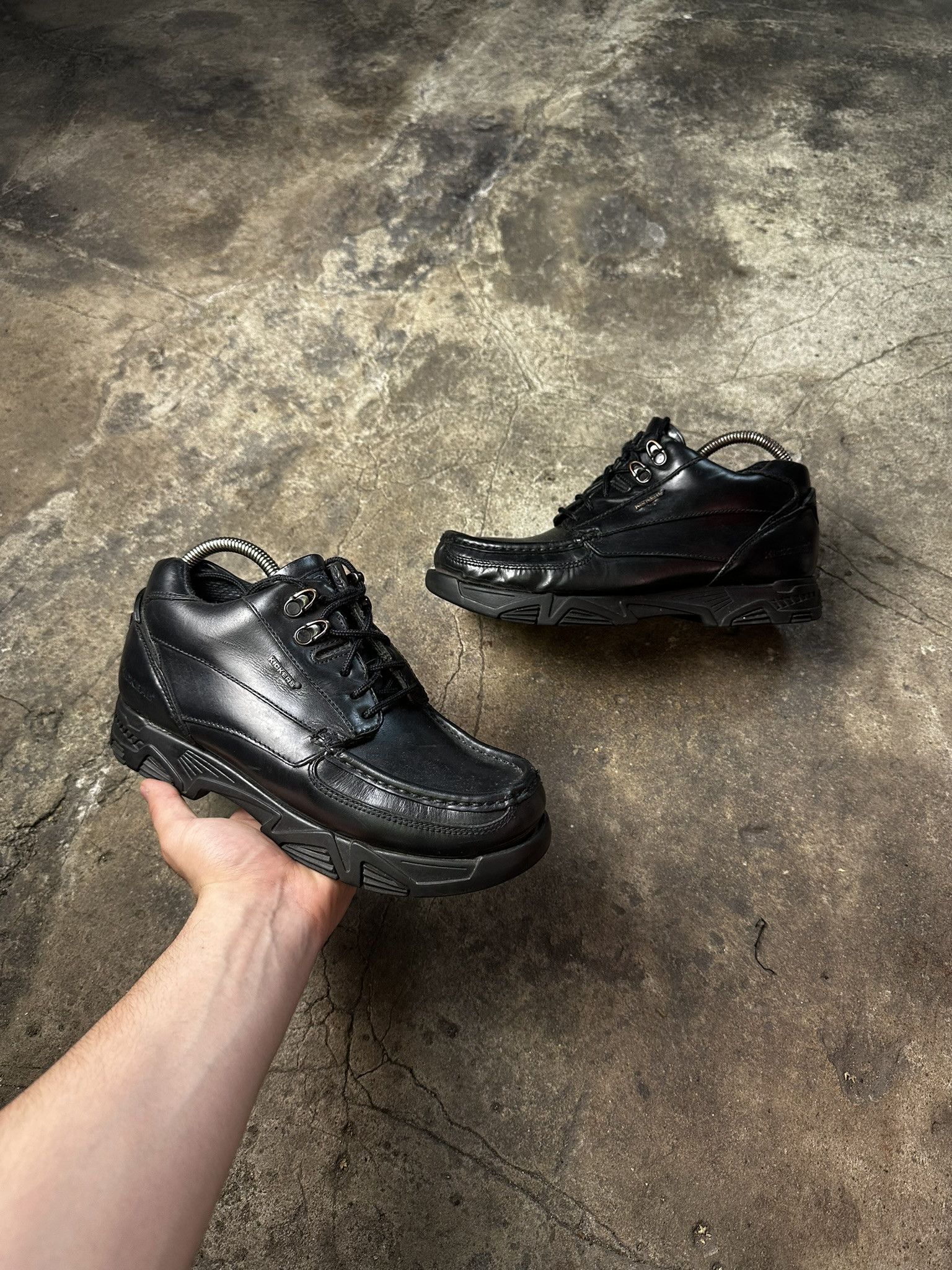 Vintage Kickers Chunky Avant Garde Leather Boots in Black, Men's (Size 8)