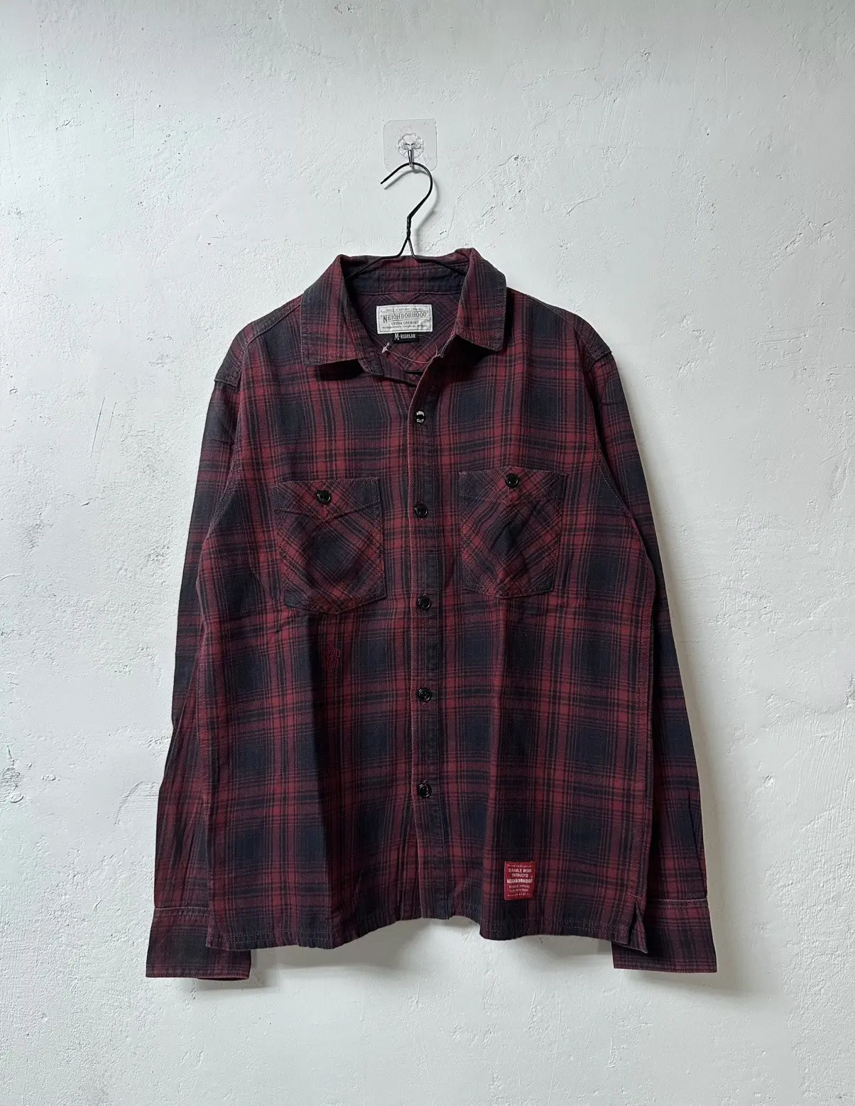 Vintage Neighborhood Plaid Flannel Shirt in Red, Men's (Size Medium)