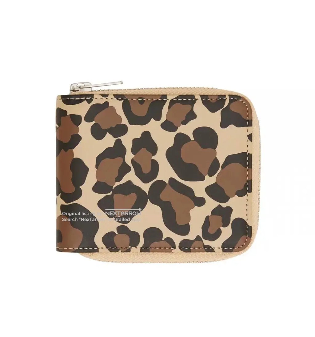 Bbc Icecream Leopard Print Leather Zip Card & Coin Wallet in Yellow, Men's