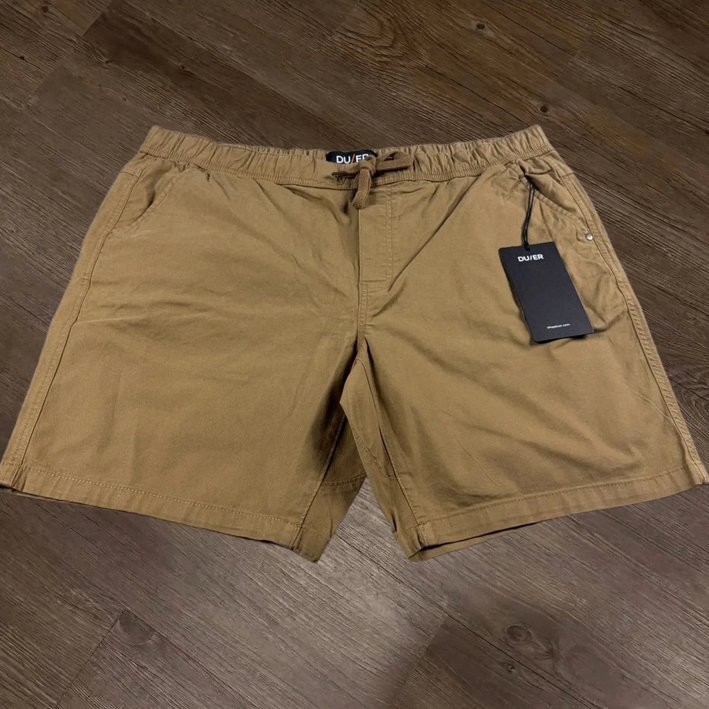 Duer Shorts Mens 1XL Brown Live Lite Stretch New Chino, Men's (Size 36)
