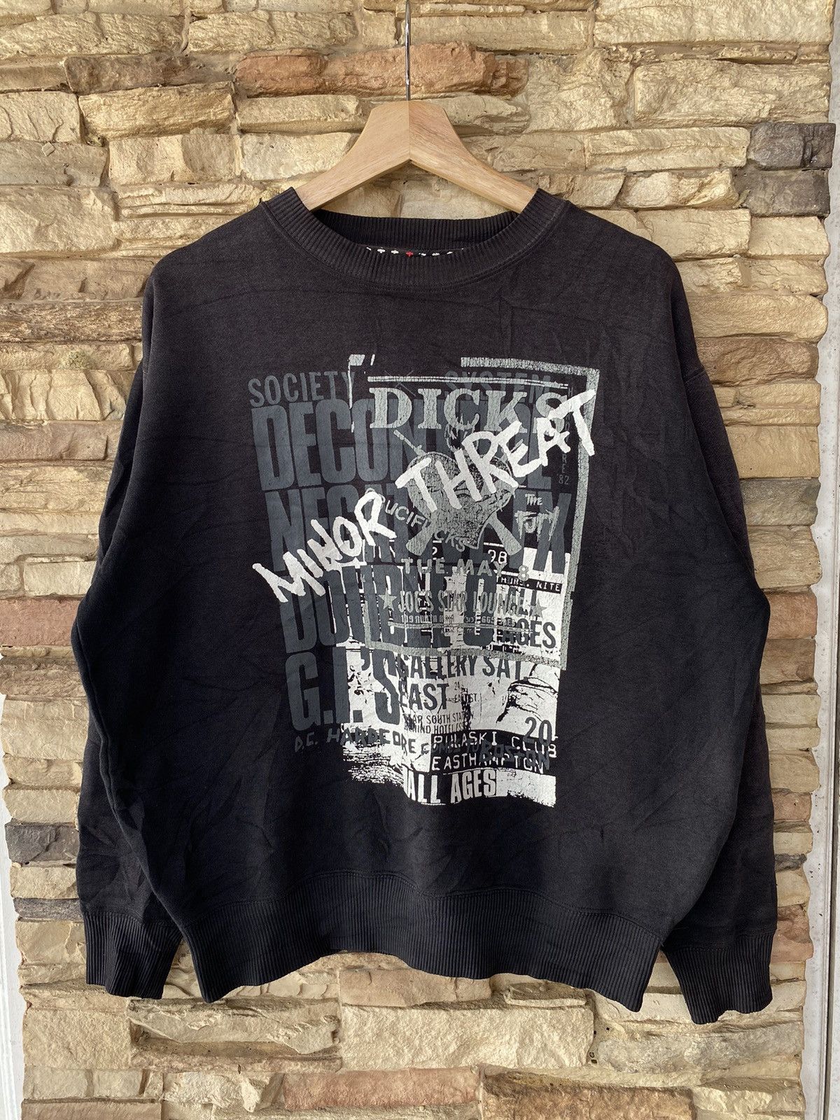 Band Tees x Vintage Minor Threat Sweatshirt Band in Black, Men's (Size XL)