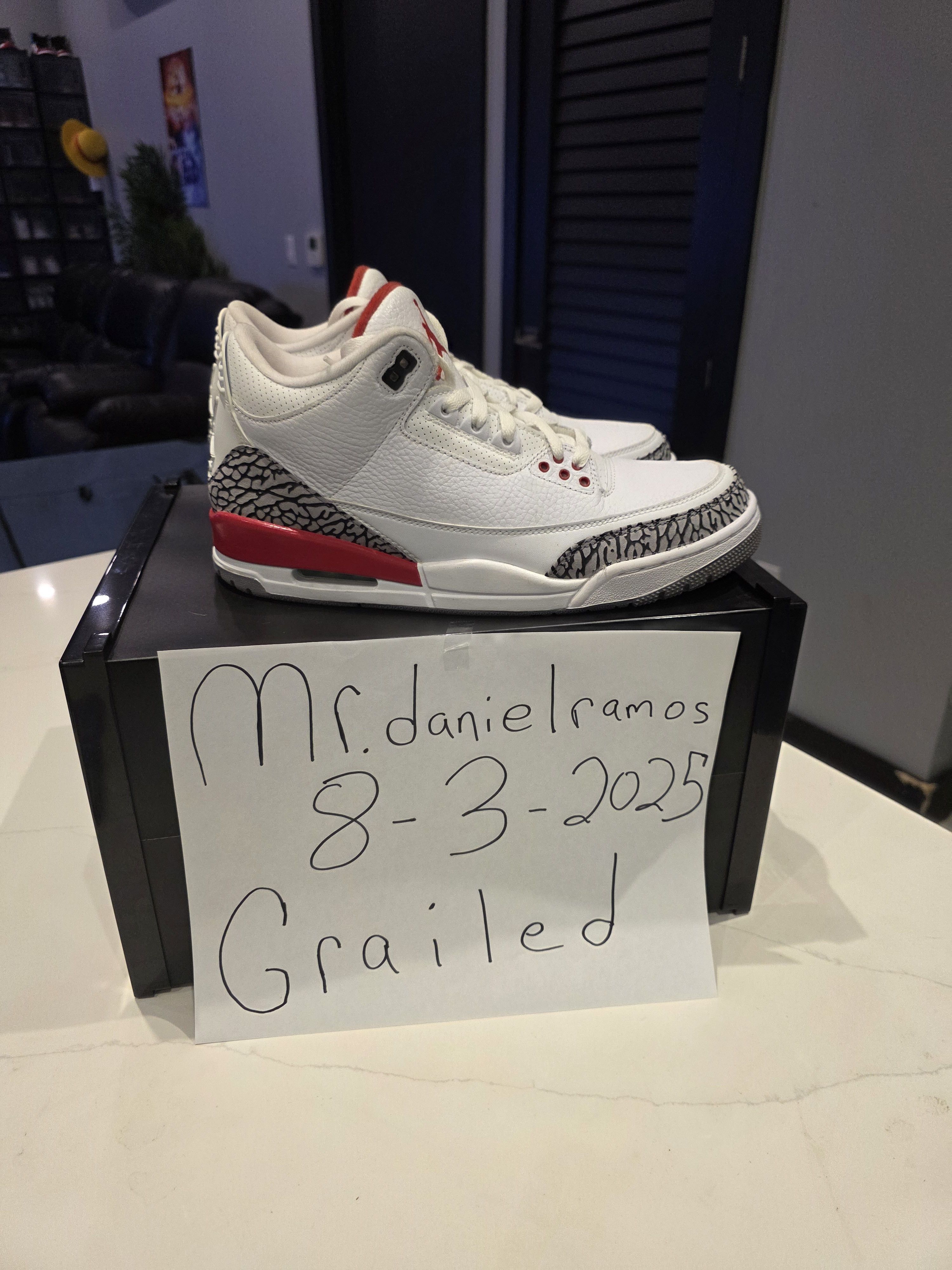Air Jordan 3 Retro Hall Of Fame Size 11.5Us Shoes in White, Men's