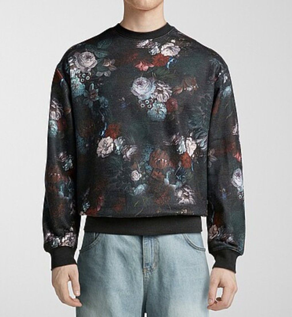 Simons Djab Floral Print Organic Cotton Fleece Sweatshirt, Men's (Size Large)