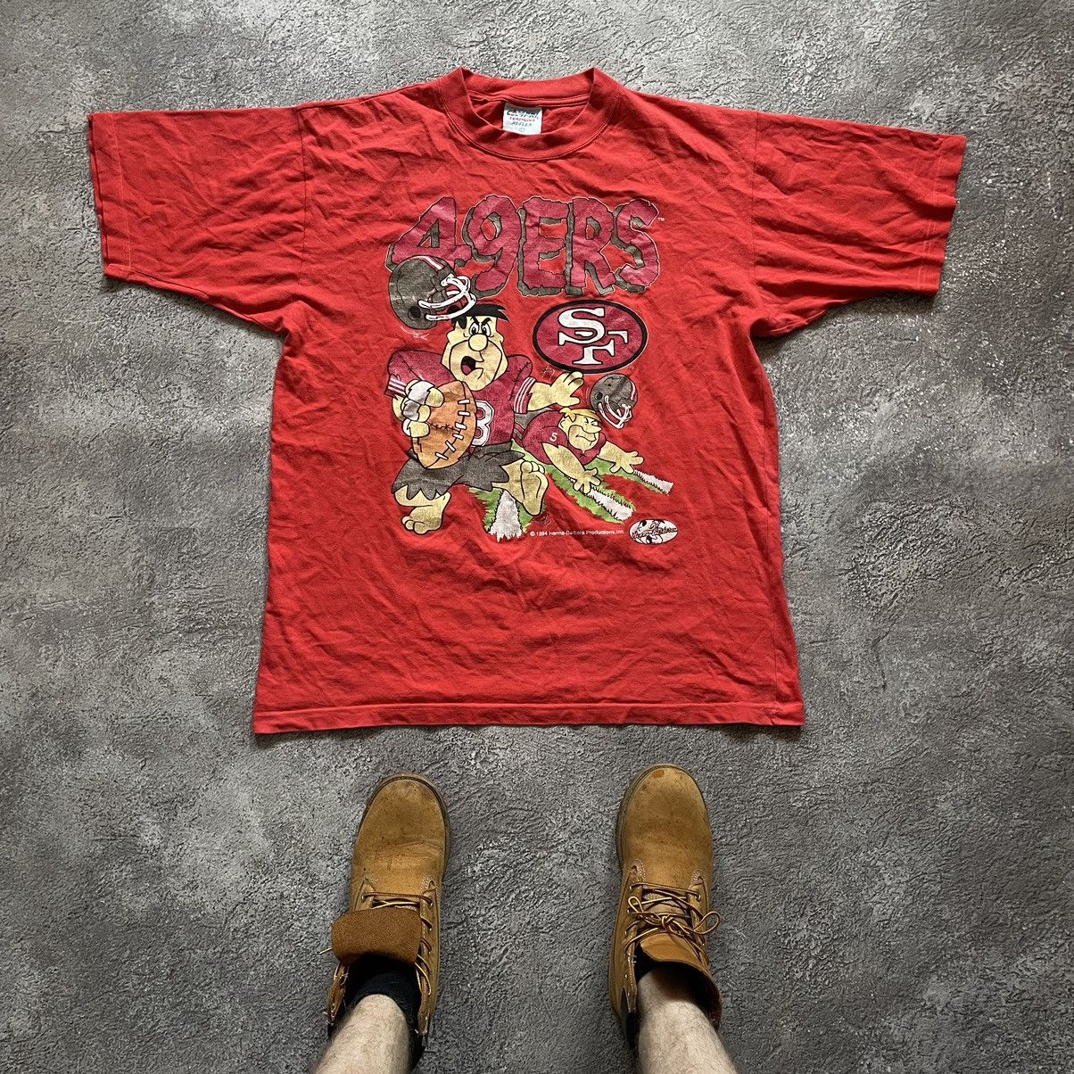 Cartoon Network Vintage The Flints-Tones Nfl Movie Big Print Movie 90's in Red, Men's (Size XL)