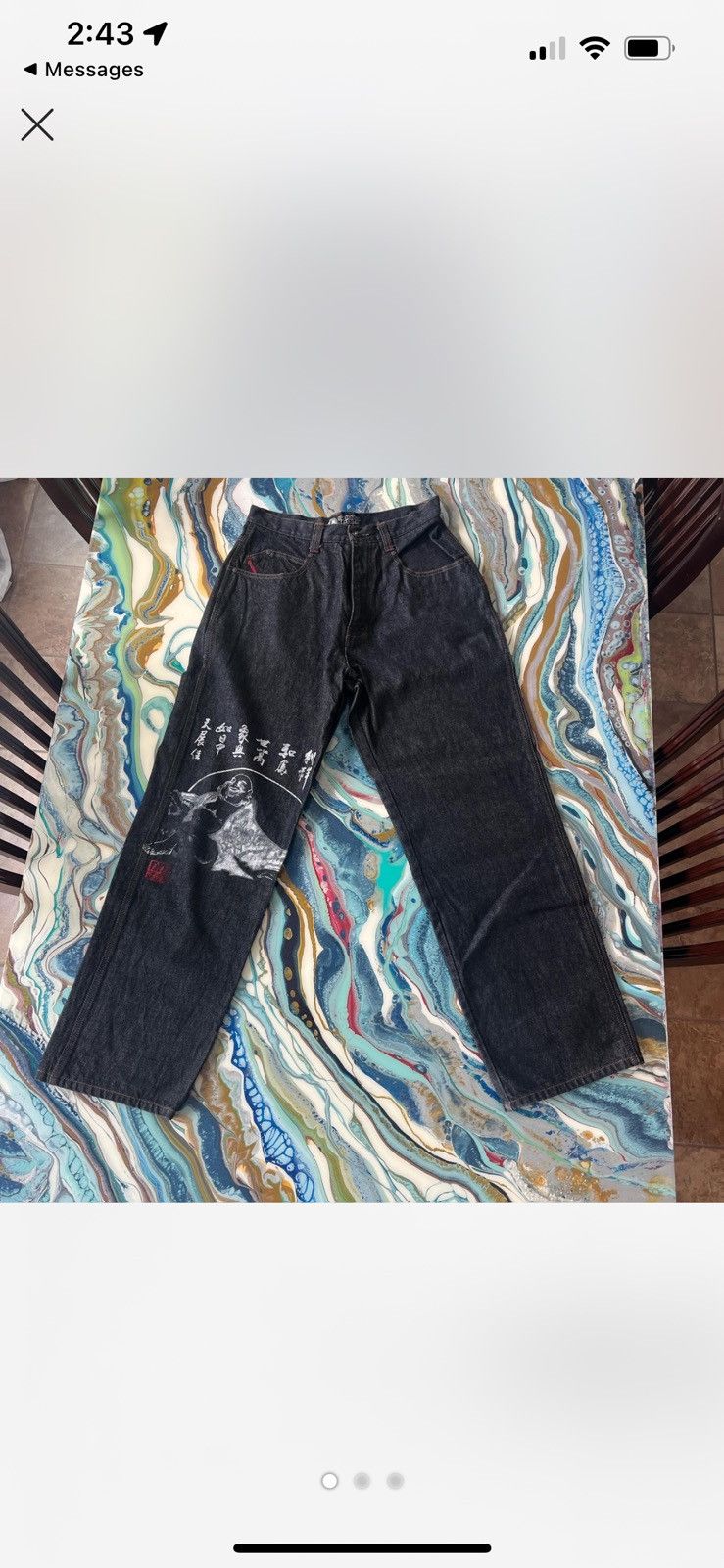Southpole Baggy Embroidered Jeans in Black, Men's (Size 32)