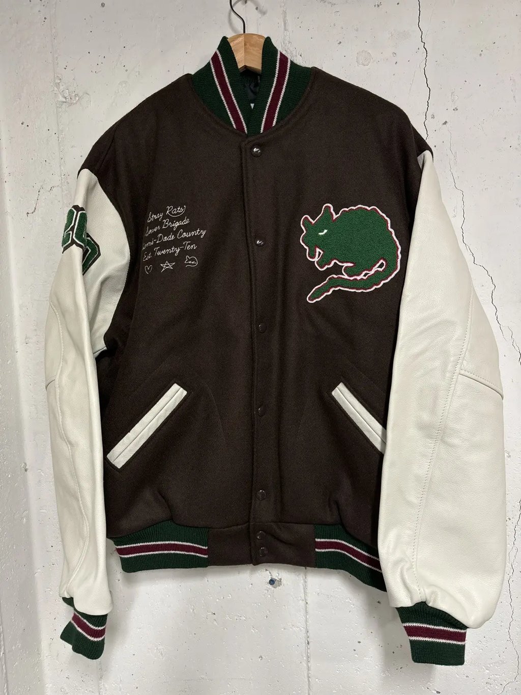 Stray Rats Brown Varsity Jacket 10 Year Anniversary, Men's (Size L)