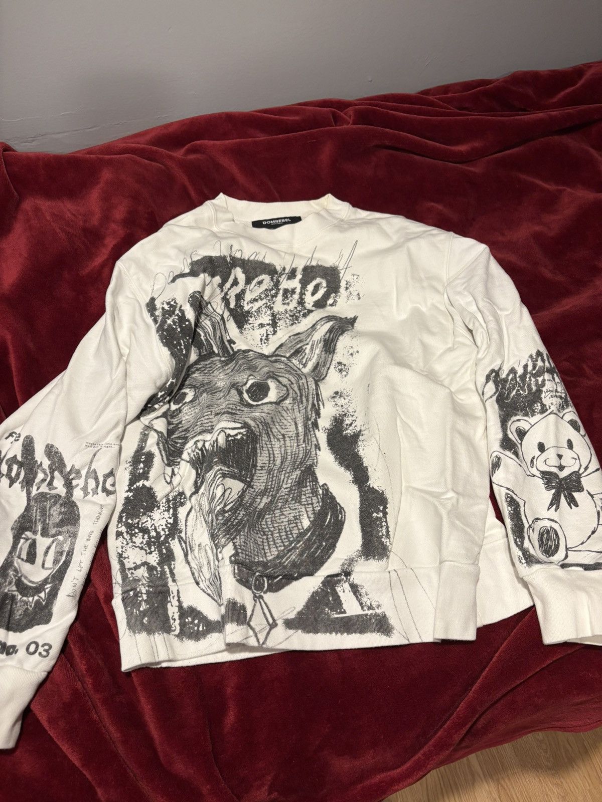 Domrebel Graphic Crewneck in White, Men's (Size Large)