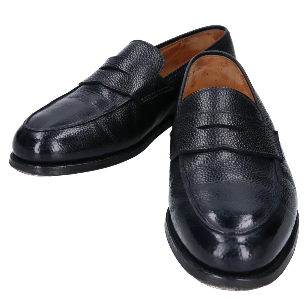 Crockett&Jones X B&Y Leather Penny Loafers Navy Size 7e in Blue, Men's