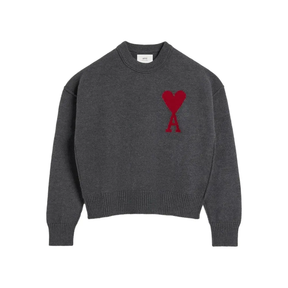 Ami Paris Grey Sweaters & Knitwear - Jumpers, Men's (Size Large)