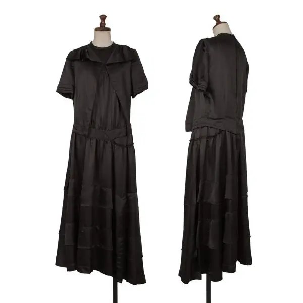 Comme Des Garcons 05aw Silk Tiered Panel Dress Black Size L, Women's