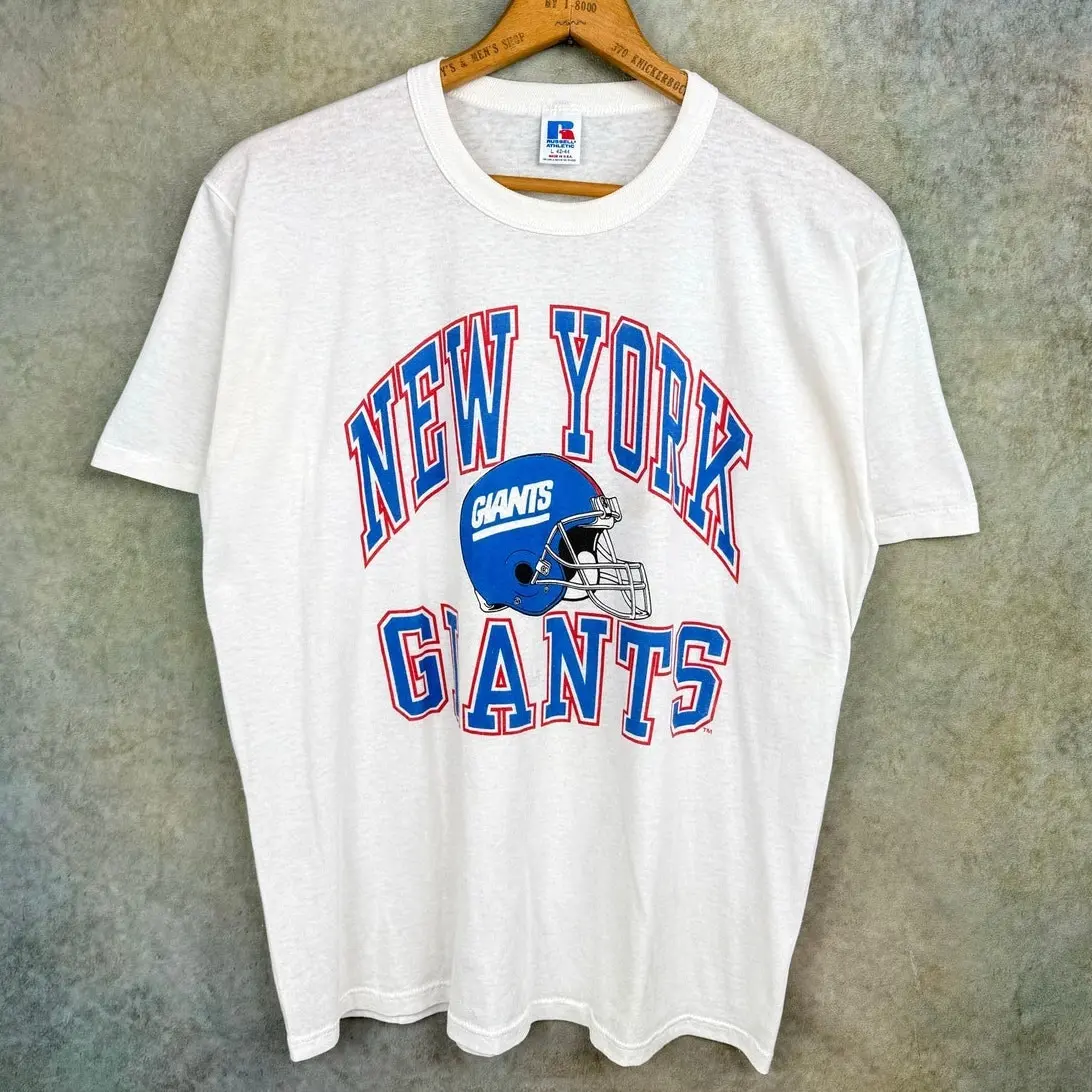 VTG 80's New York Giants Nfl T Shirt Size L Russell Athletic in White, Men's