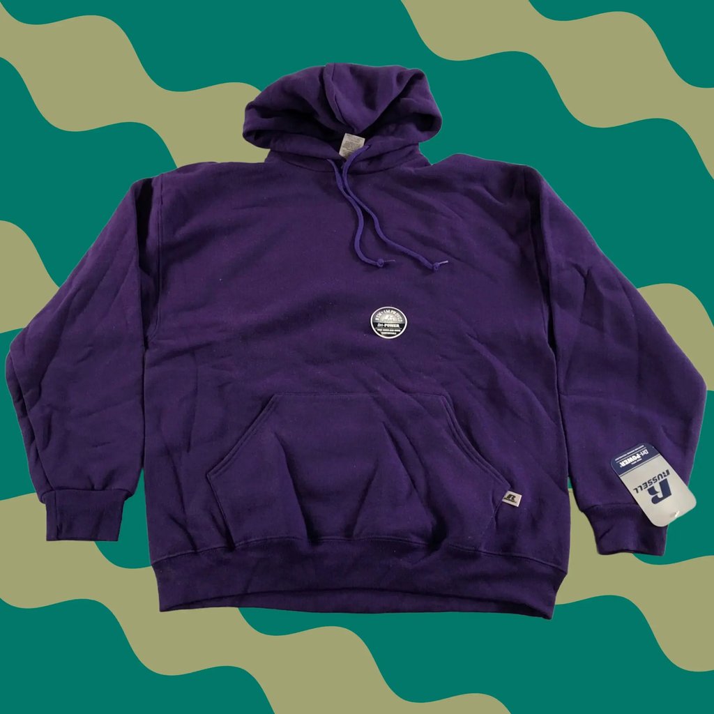 Vintage Russell Athletic Hoodie Sweatshirt Mens Large Purple Cotton Blend Blank, Men's