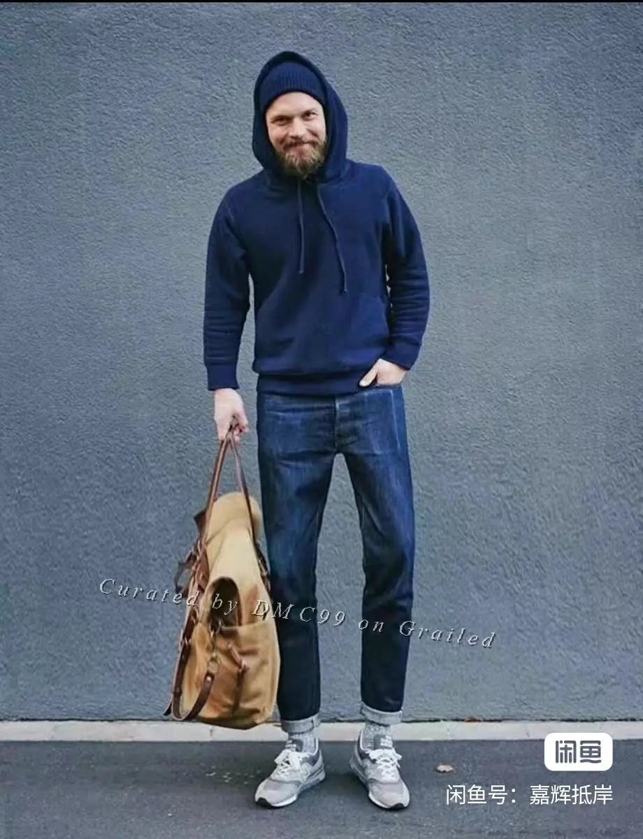 3sixteen Indigo Hooded Sweatshirt in Blue, Men's (Size M)