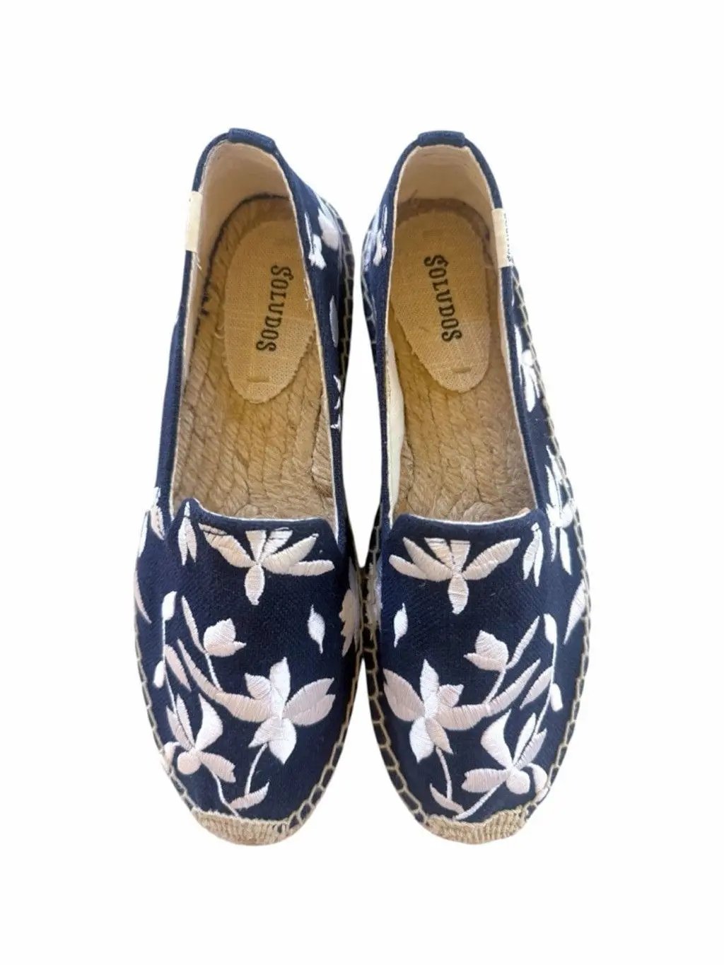 Soludos Embroidered Espadrille In Navy Blue Women Size 8.5, Women's