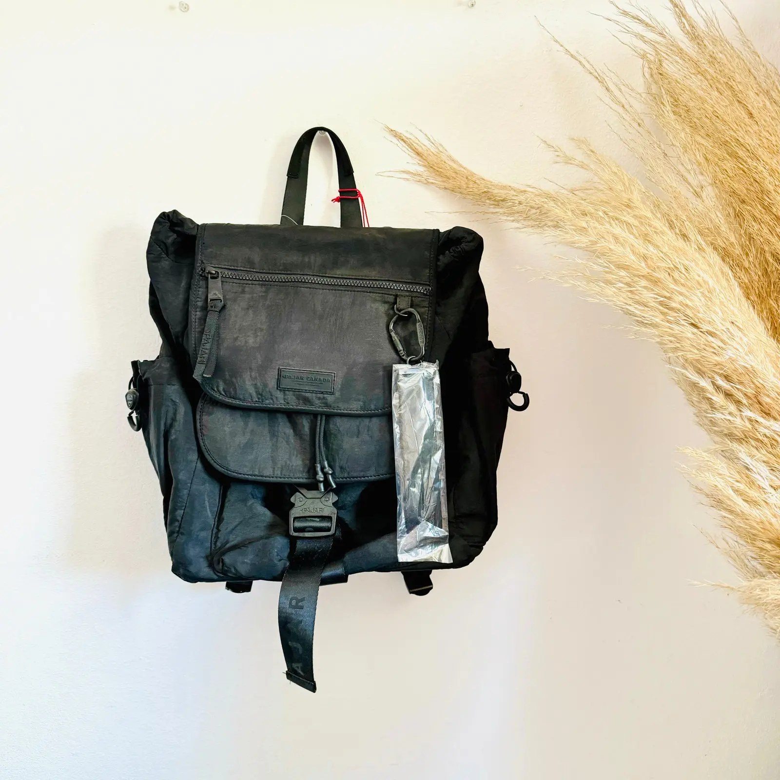 New Pajar Canada Black Nylon Backpack Travel Bag Keychain, Men's