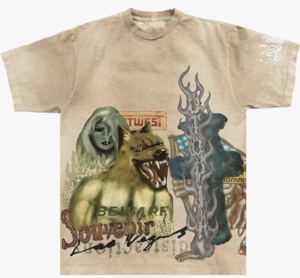 Travis Scott Bazaar Souvenir Tee Brown in Beige, Men's (Size M)
