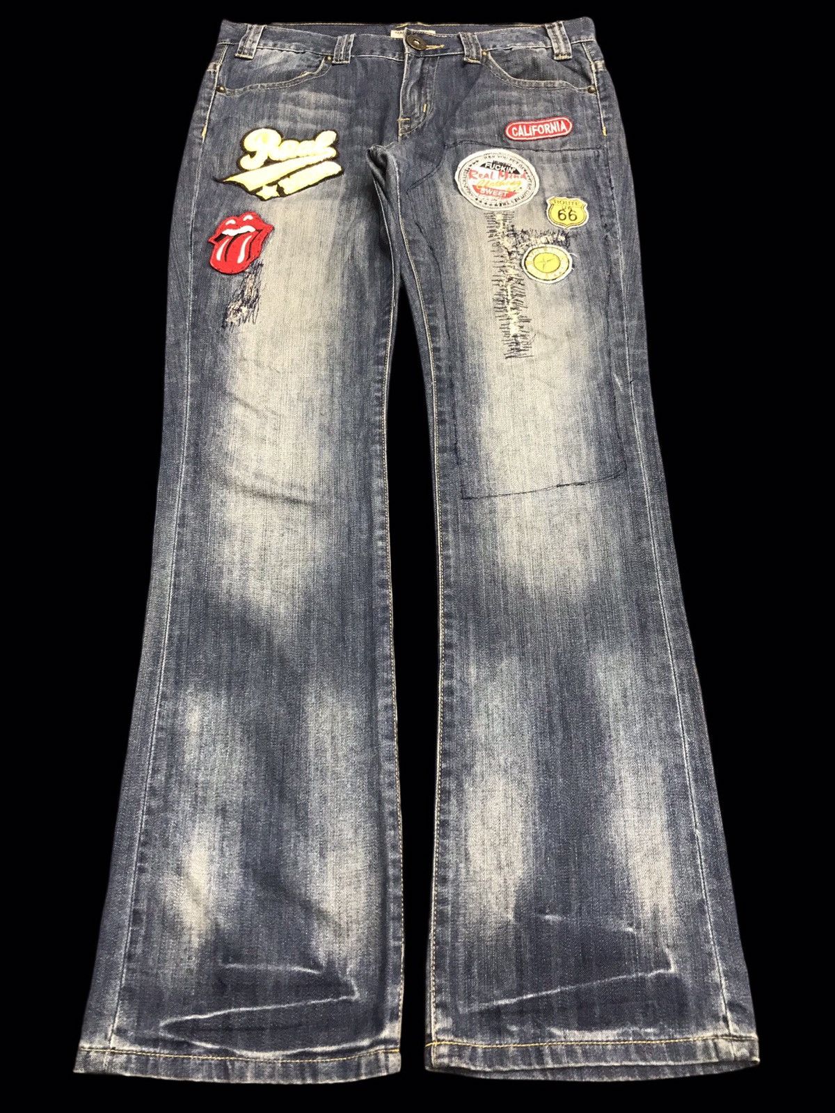 Designer Flarereal Mind Patches Style Light Flare Denim F59 in Blue, Men's (Size 34)