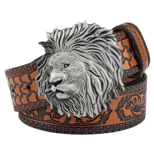 Designer Lion Hip-Hop Vintage Belt Riveted Belts Menswear Accessories in Black, Men's