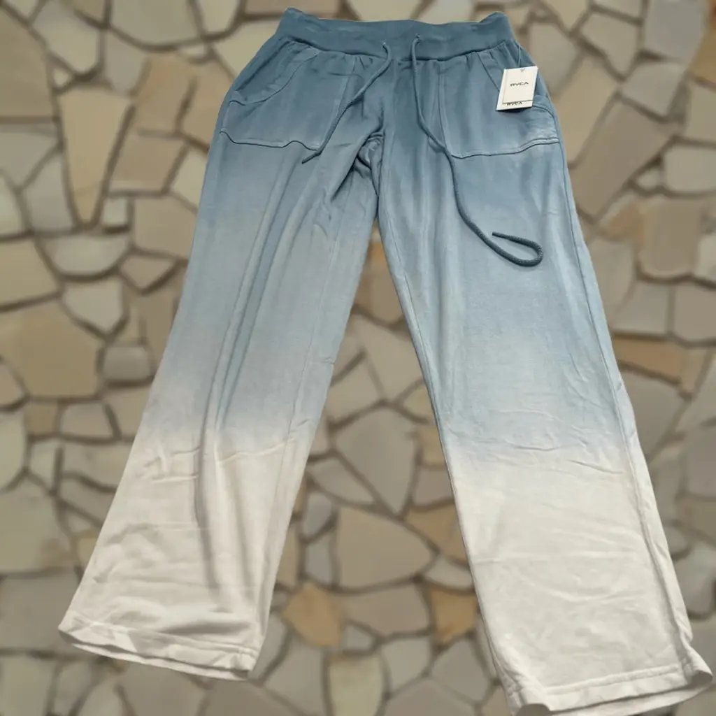 Rvca Pants Women Xs Blue Fleece Downtown Dip Dye Sunday Collection New Activewear, Women's (Size 26)