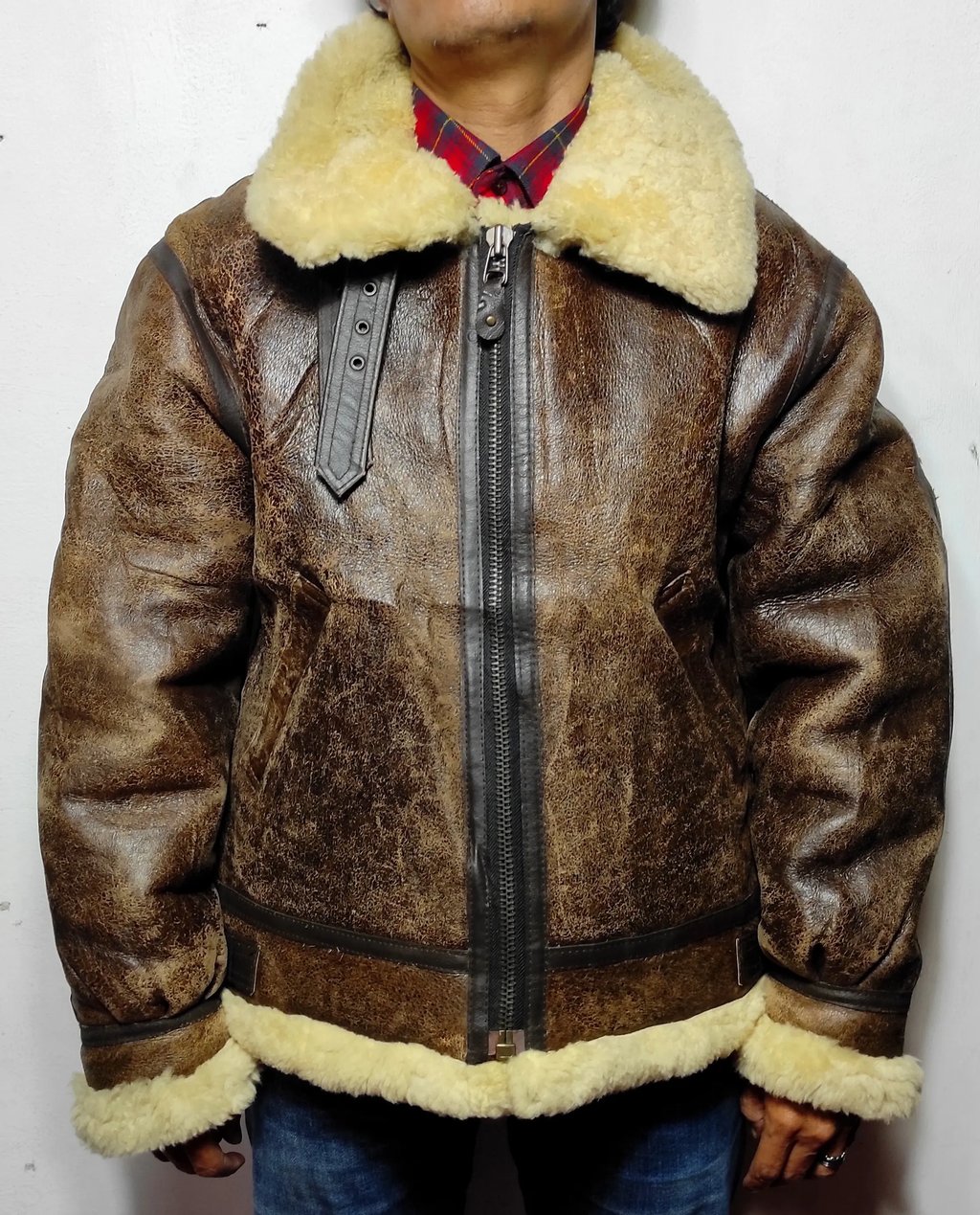 Vintage Dog-Fight Bomber Jacket Type B3 in Brown, Men's (Size S)