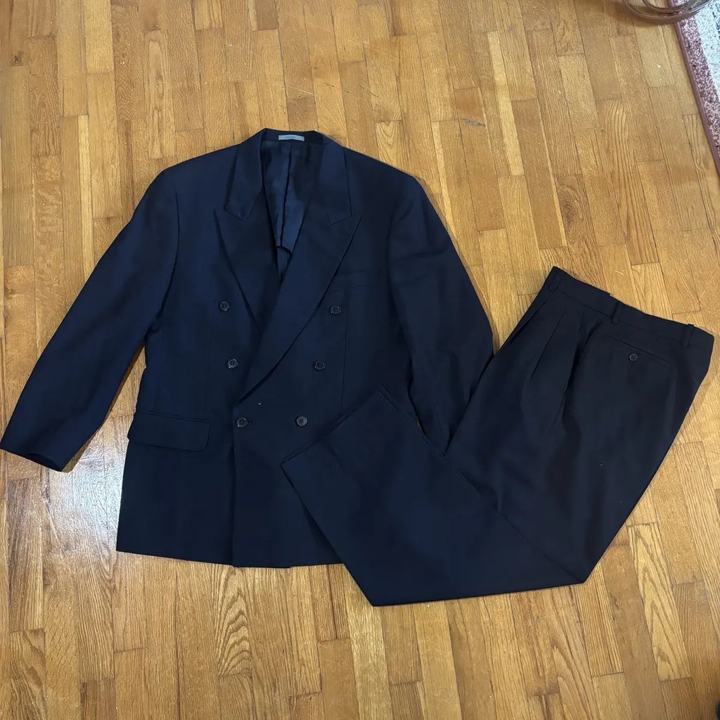 Kenzo Navy Double Breasted Wool Suit Set in Blue, Men's (Size 40r)
