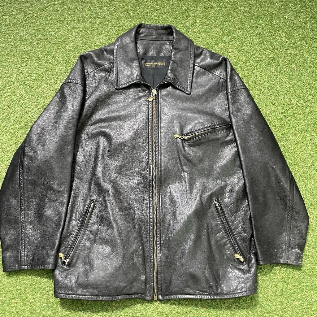 Donna Karan Biker Jacket S Black Soft Full Leather Moto, Women's