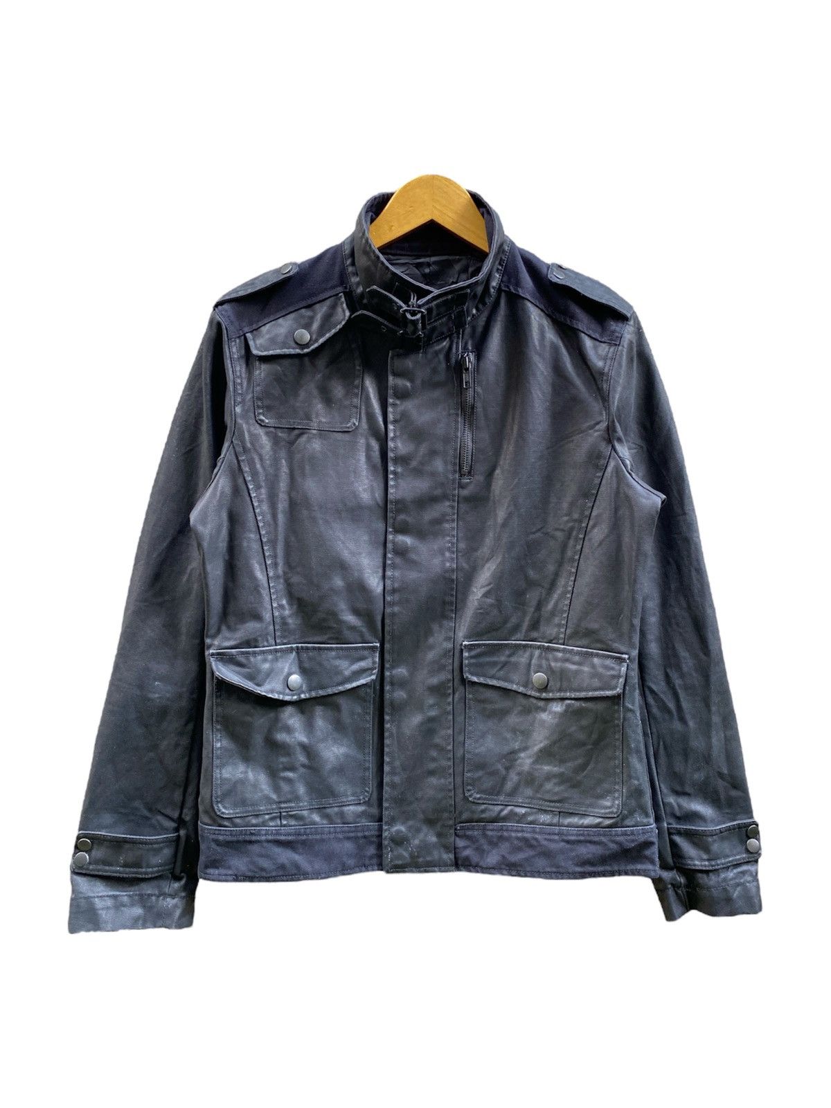 Issey Miyake Tete Homme Waxed Cyber Rider Vkei Hedi Slimane Style Jacket in Black (Size Medium)