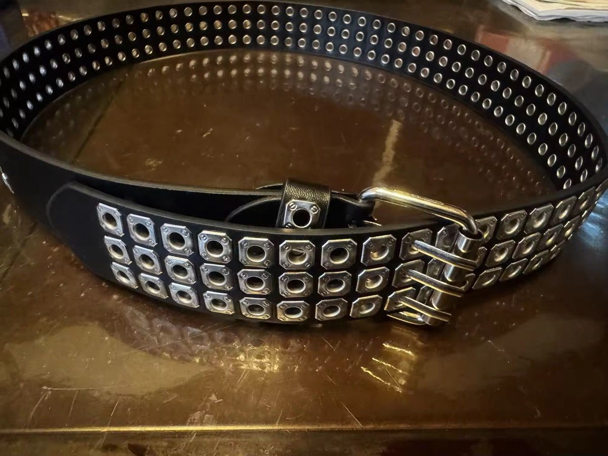 Vintage Y2K Avant Garde Style Studded Metal Details Belt in Silver, Men's
