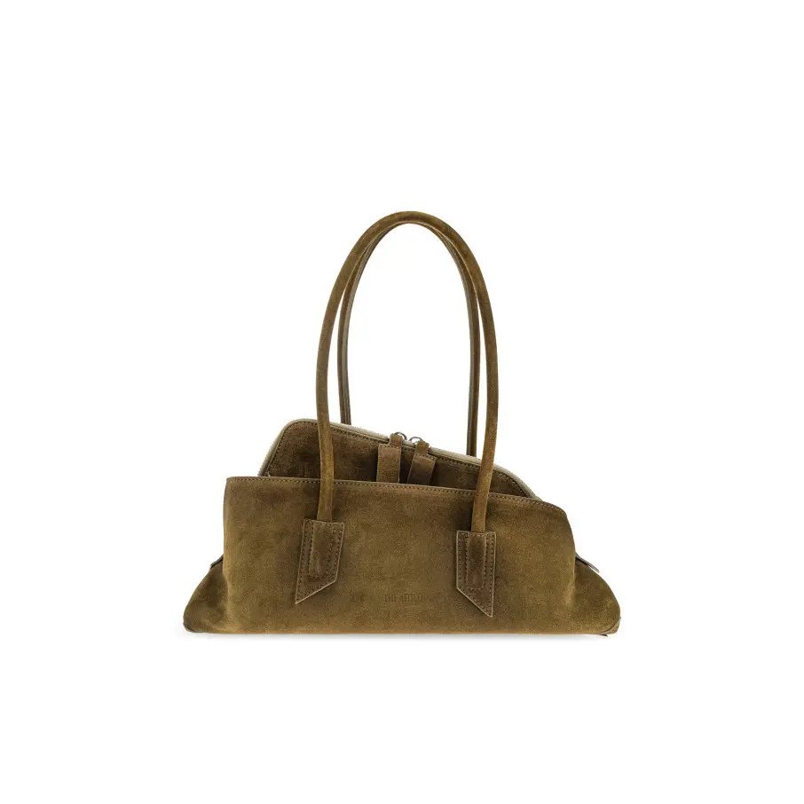 The Attico La Passeggiata Green Suede Shoulder Bag New And A, Women's