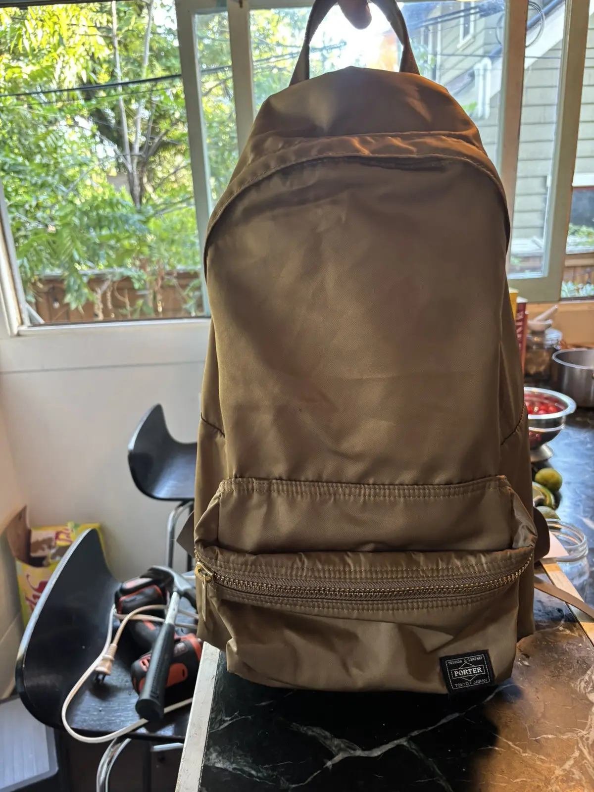 Porter Khaki Backpack in Beige, Men's
