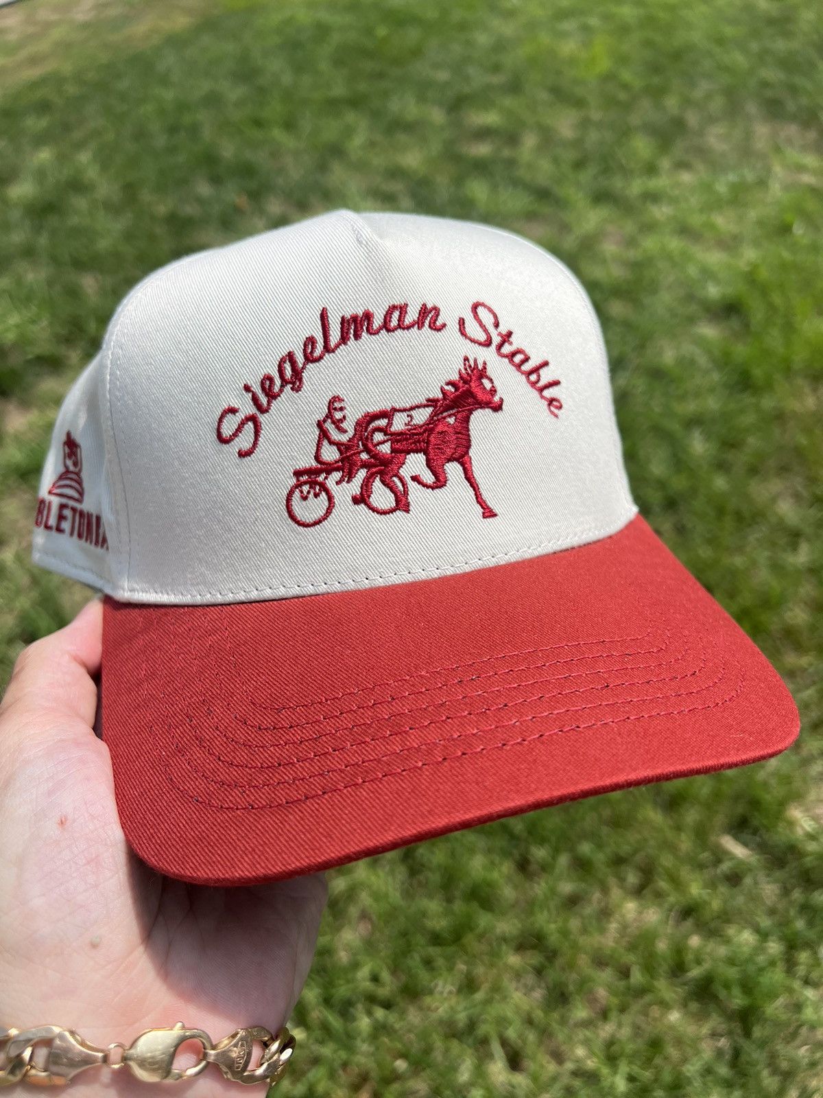 Siegelman Stable Sand Red Hambletonian Snapback Hat in Beige, Men's