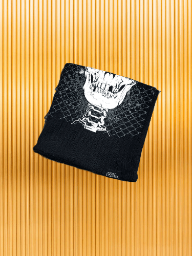 Vintage No Fear Two Sided Monogram Skulls Buff in Black, Men's