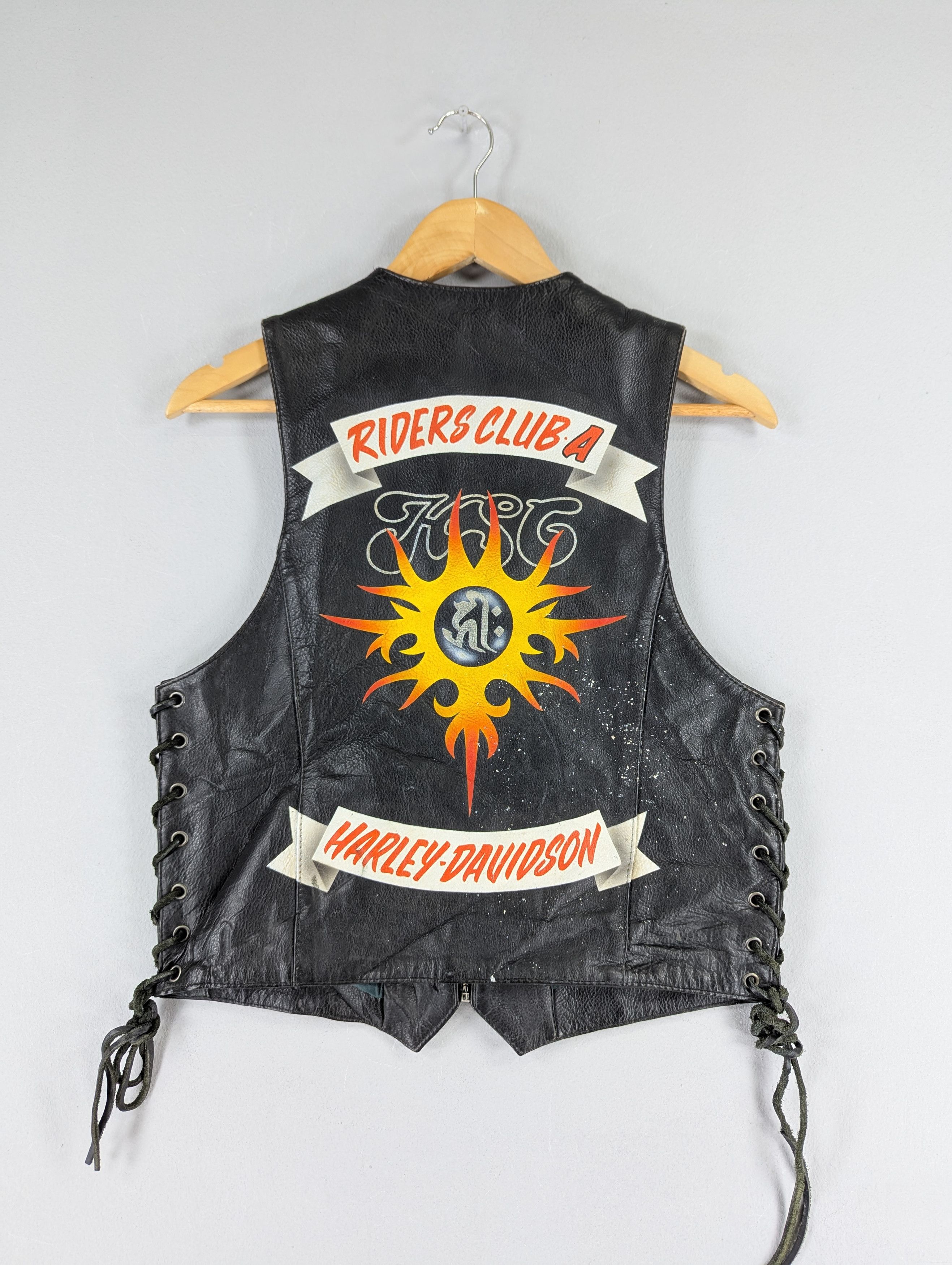 Vintage Echtes Leder Harley Davidson Vest Leather Jacket in Black, Men's (Size Small)